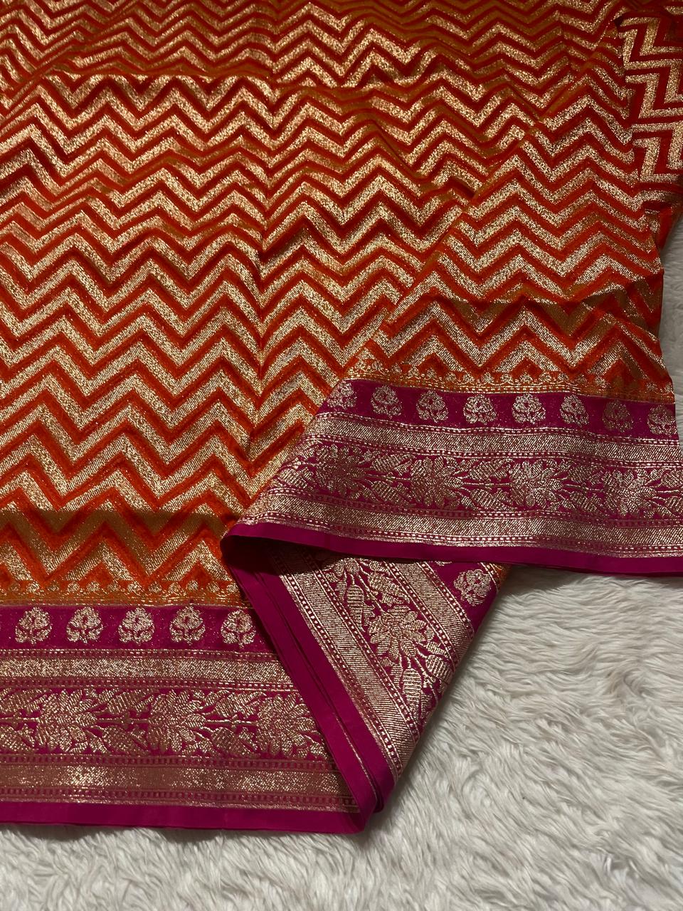 SITA GEORGETTE-ORANGE DUAL TONE SAREE