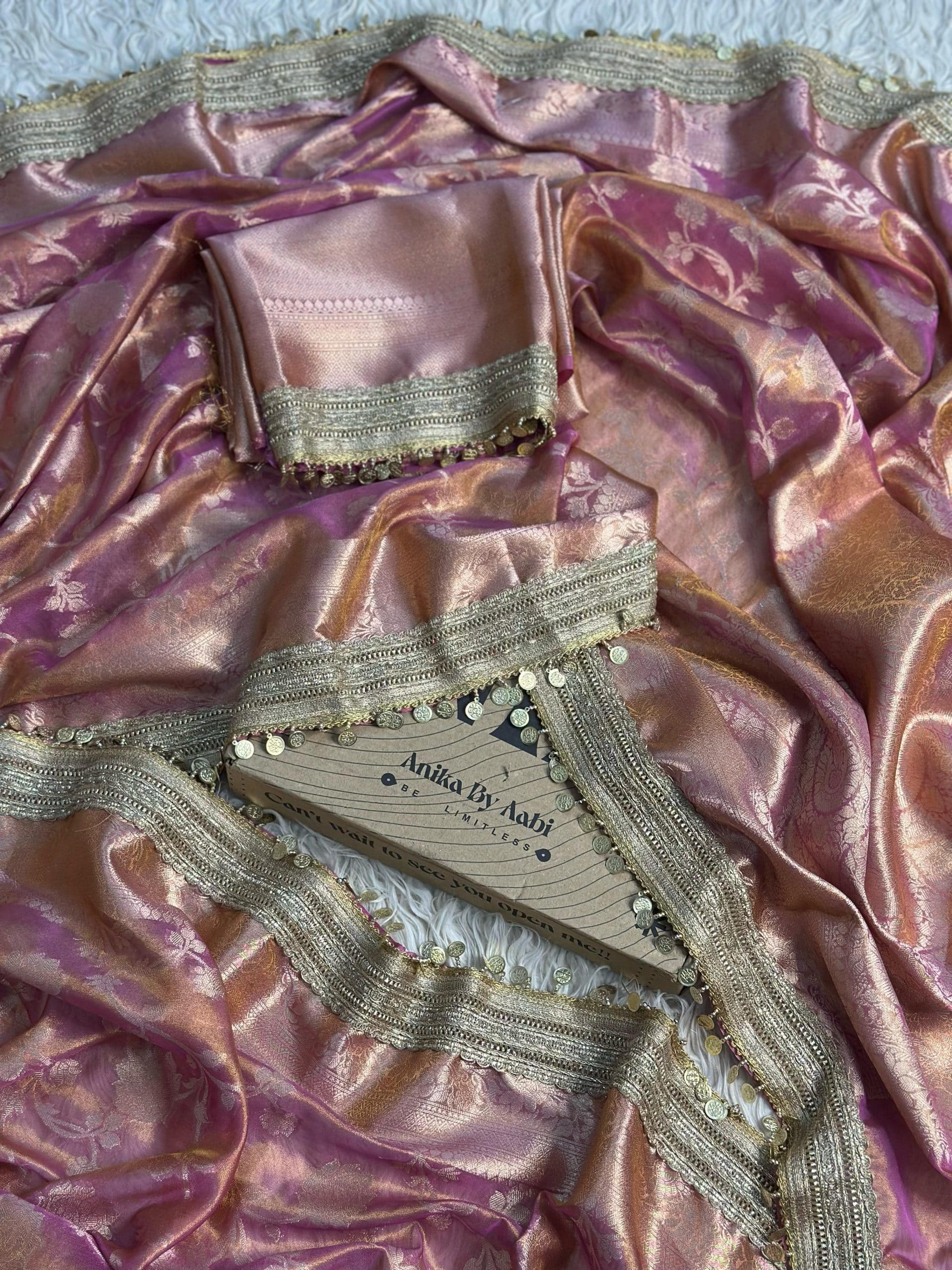 TISSUE LUXE-FLORA ONION PINK SAREE