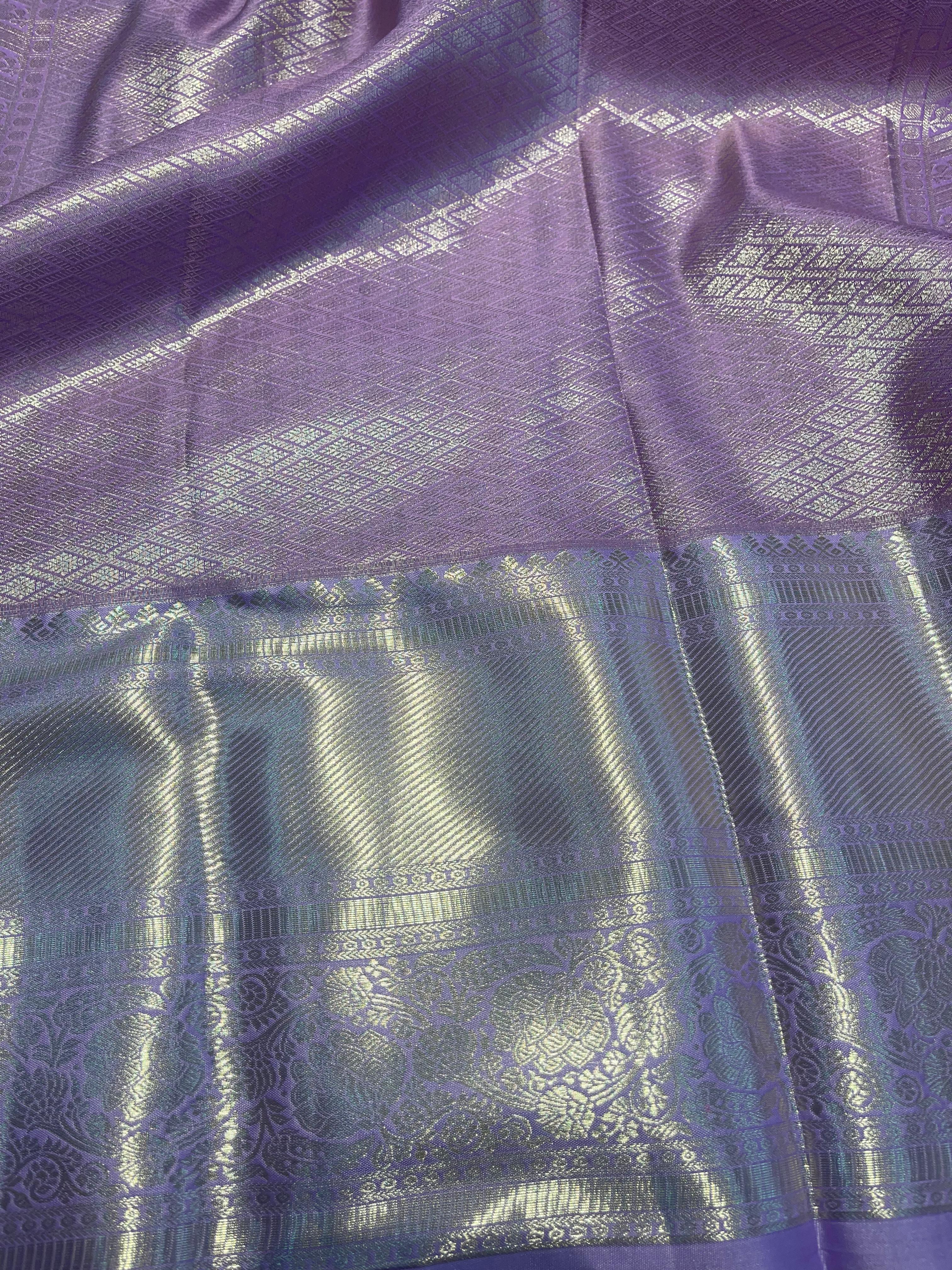 SWAYAMVARAM- EXCLUSIVE GREEN WITH LILAC SILK SAREE