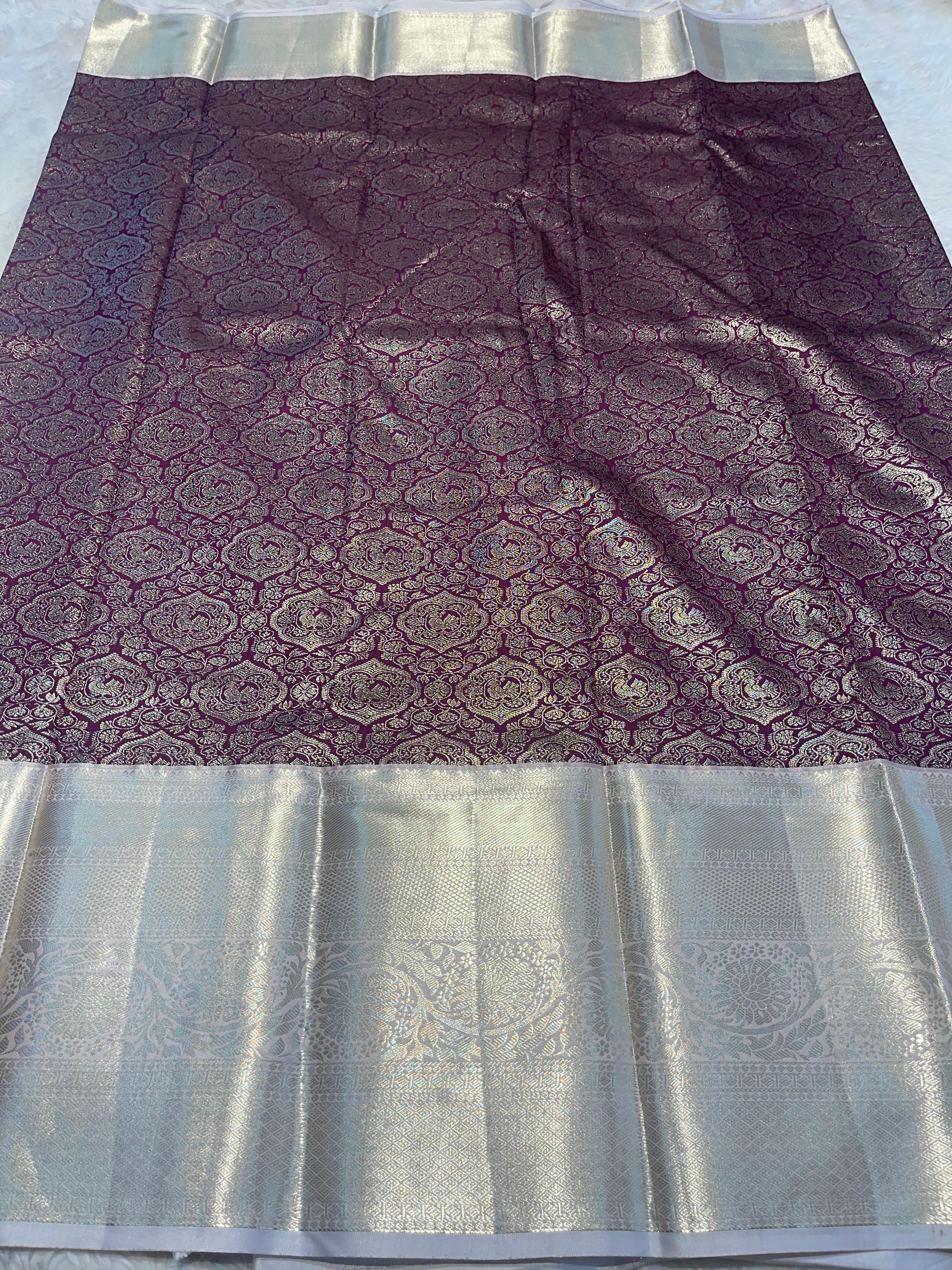 SWAYAMVARAM- DARK PURPLE COFFEE DUAL TONE SILK SAREE
