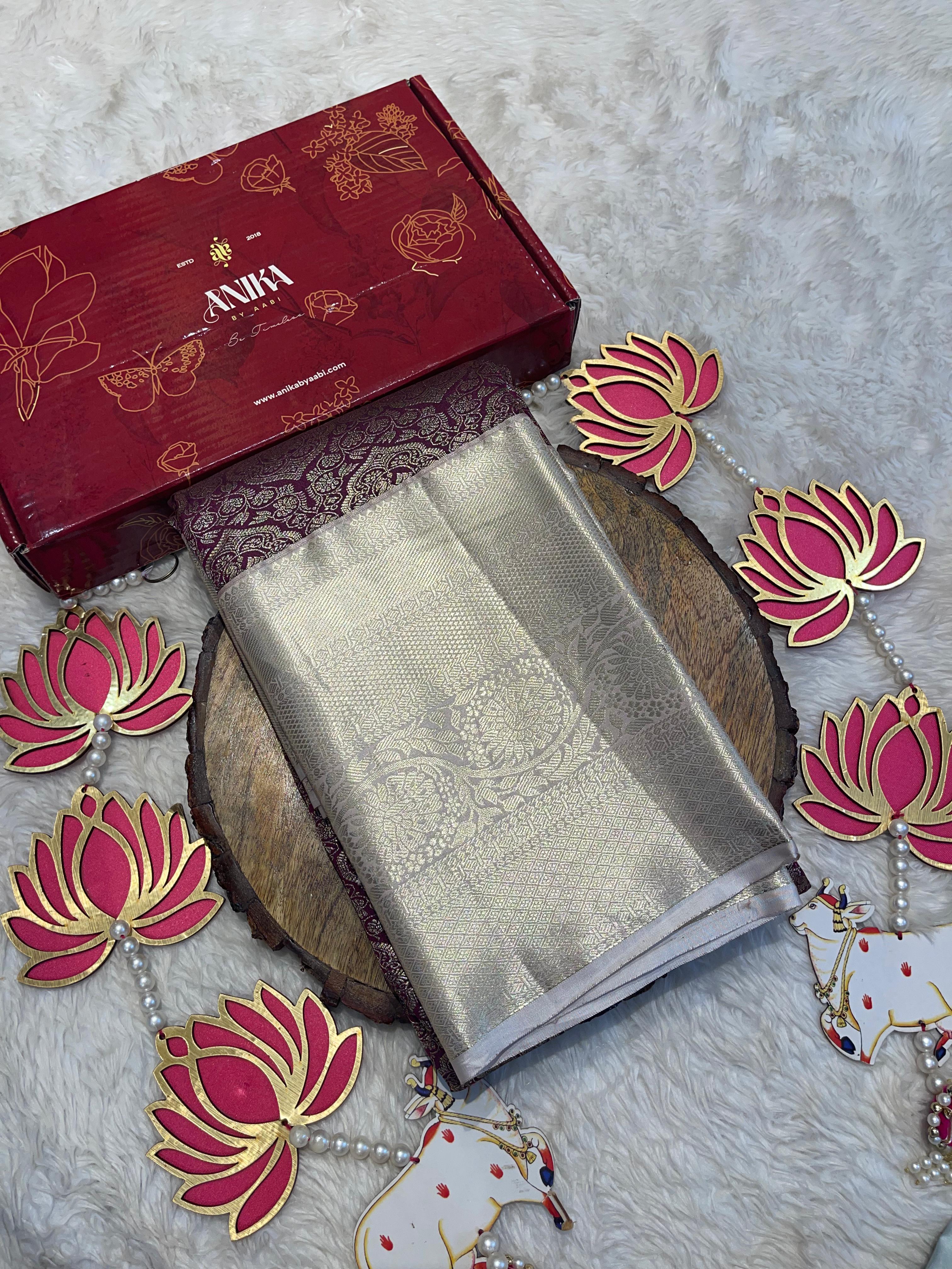 SWAYAMVARAM- DARK PURPLE COFFEE DUAL TONE SILK SAREE