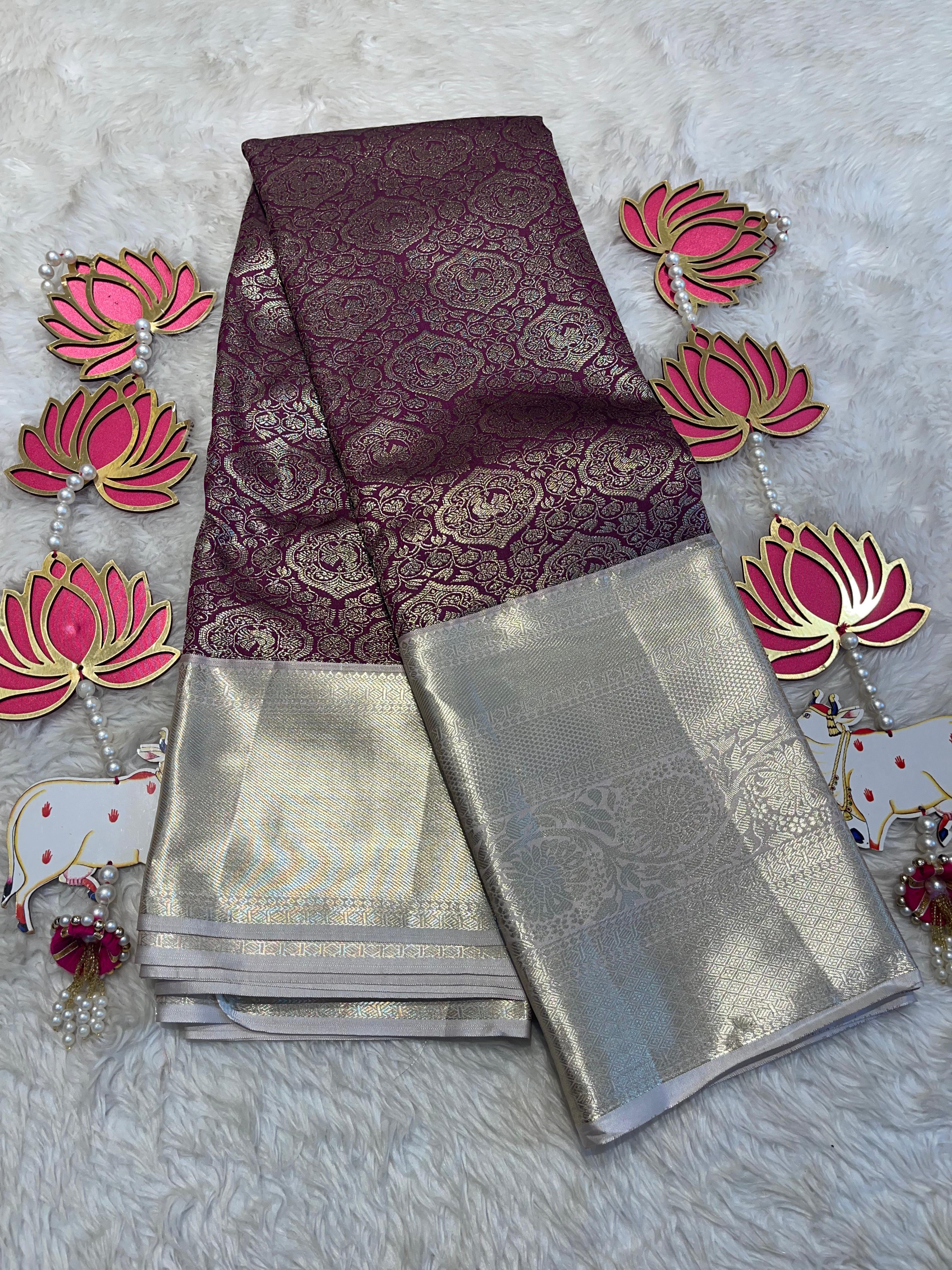 SWAYAMVARAM- DARK PURPLE COFFEE DUAL TONE SILK SAREE