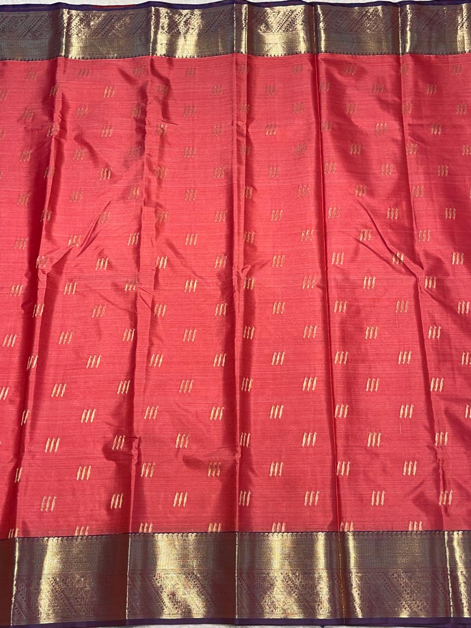 SWAYAMVARAM-DARK PEACH WITH PURPLE SILK SAREE