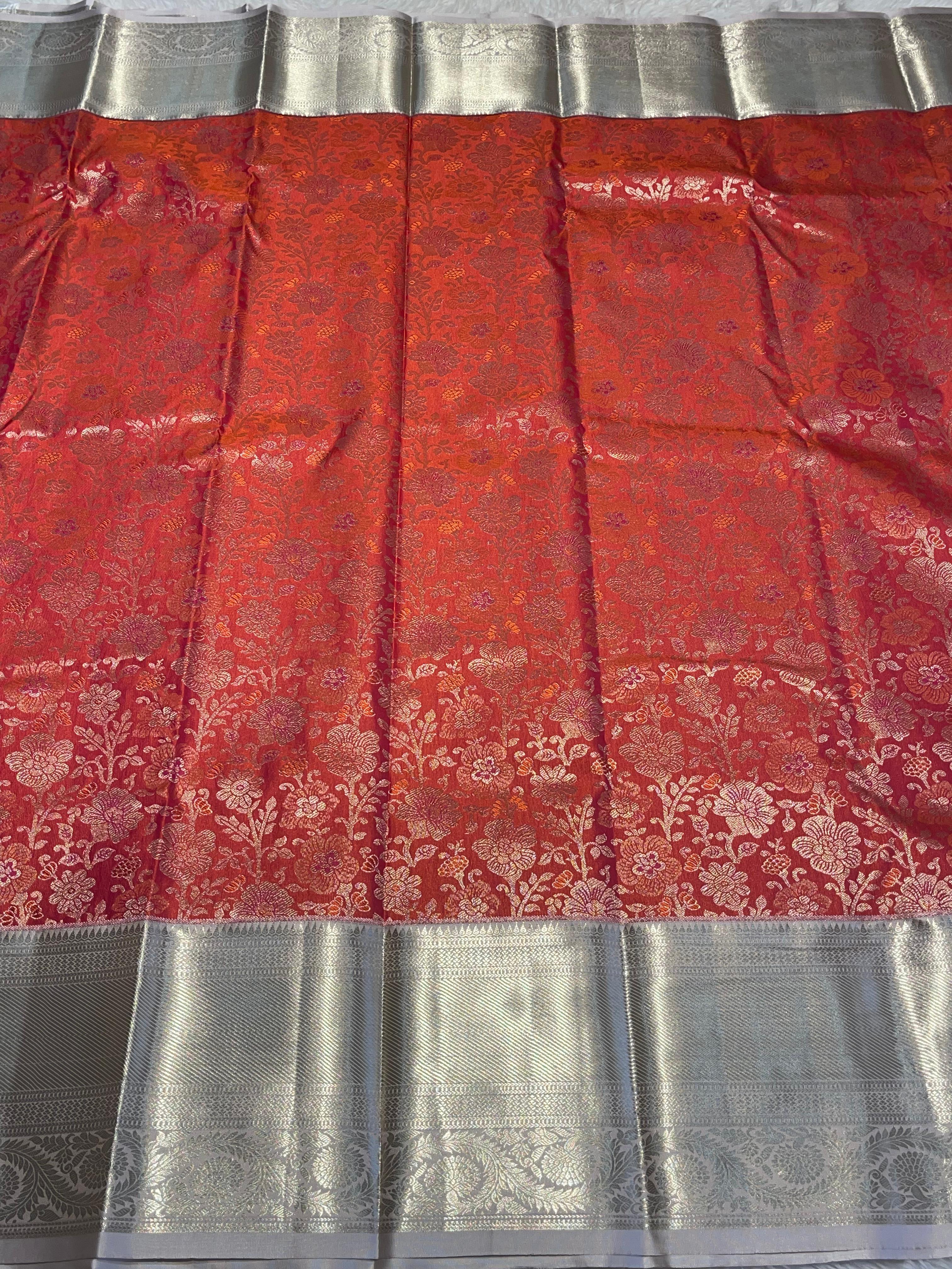 SWAYAMVARAM- TOMATO ORANGE DUAL TONE  SILK SAREE