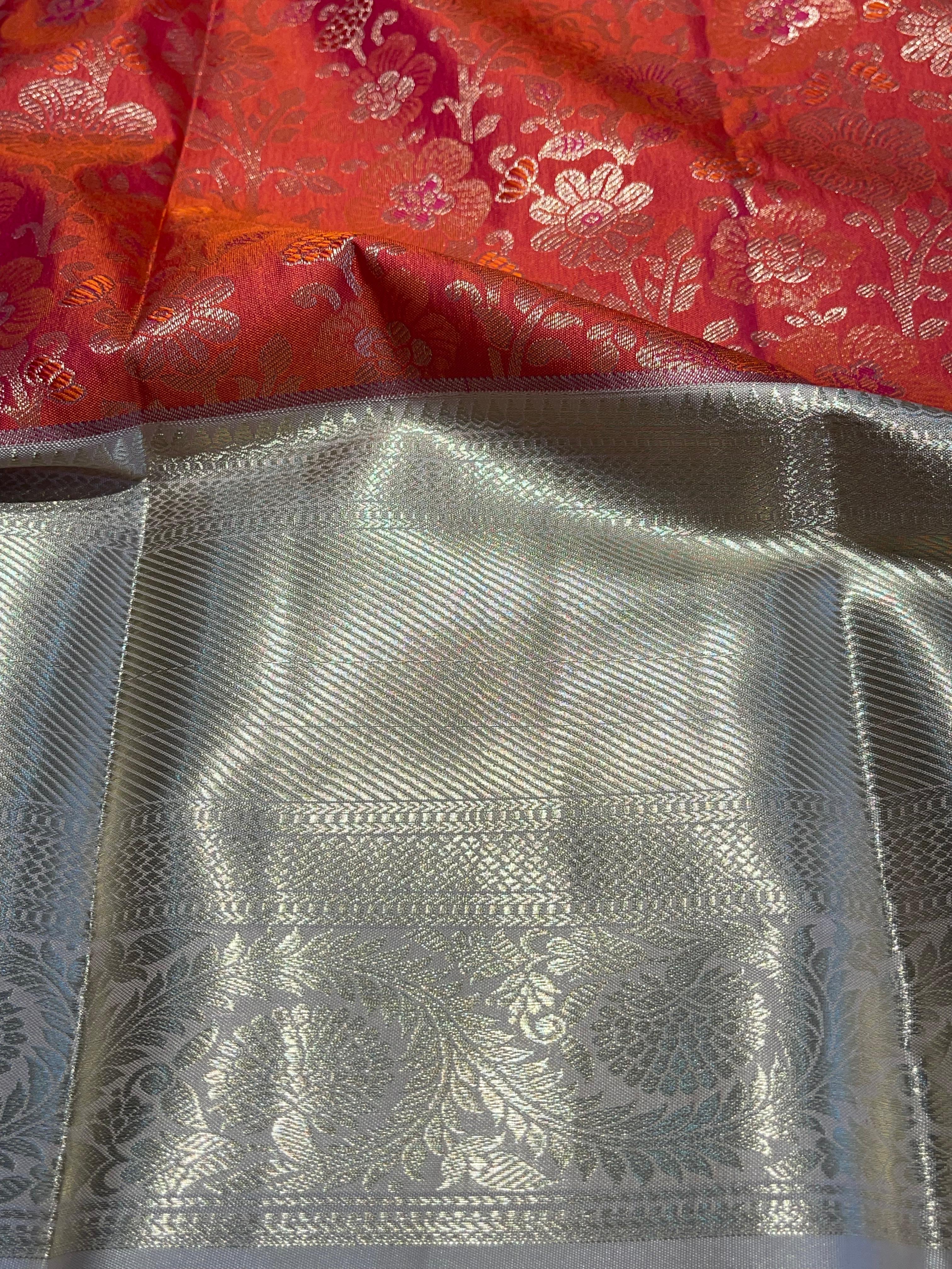 SWAYAMVARAM- TOMATO ORANGE DUAL TONE  SILK SAREE