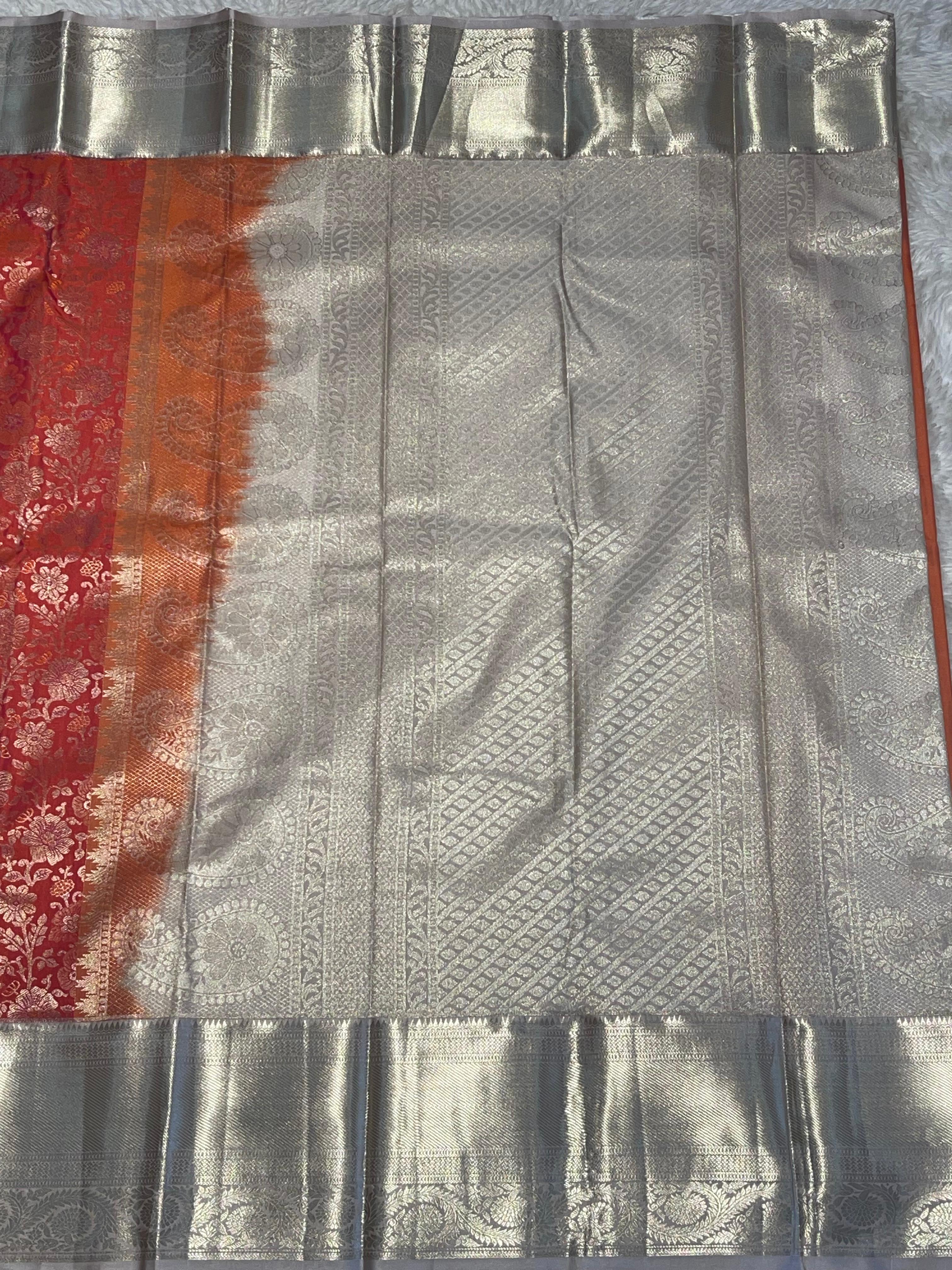 SWAYAMVARAM- TOMATO ORANGE DUAL TONE  SILK SAREE