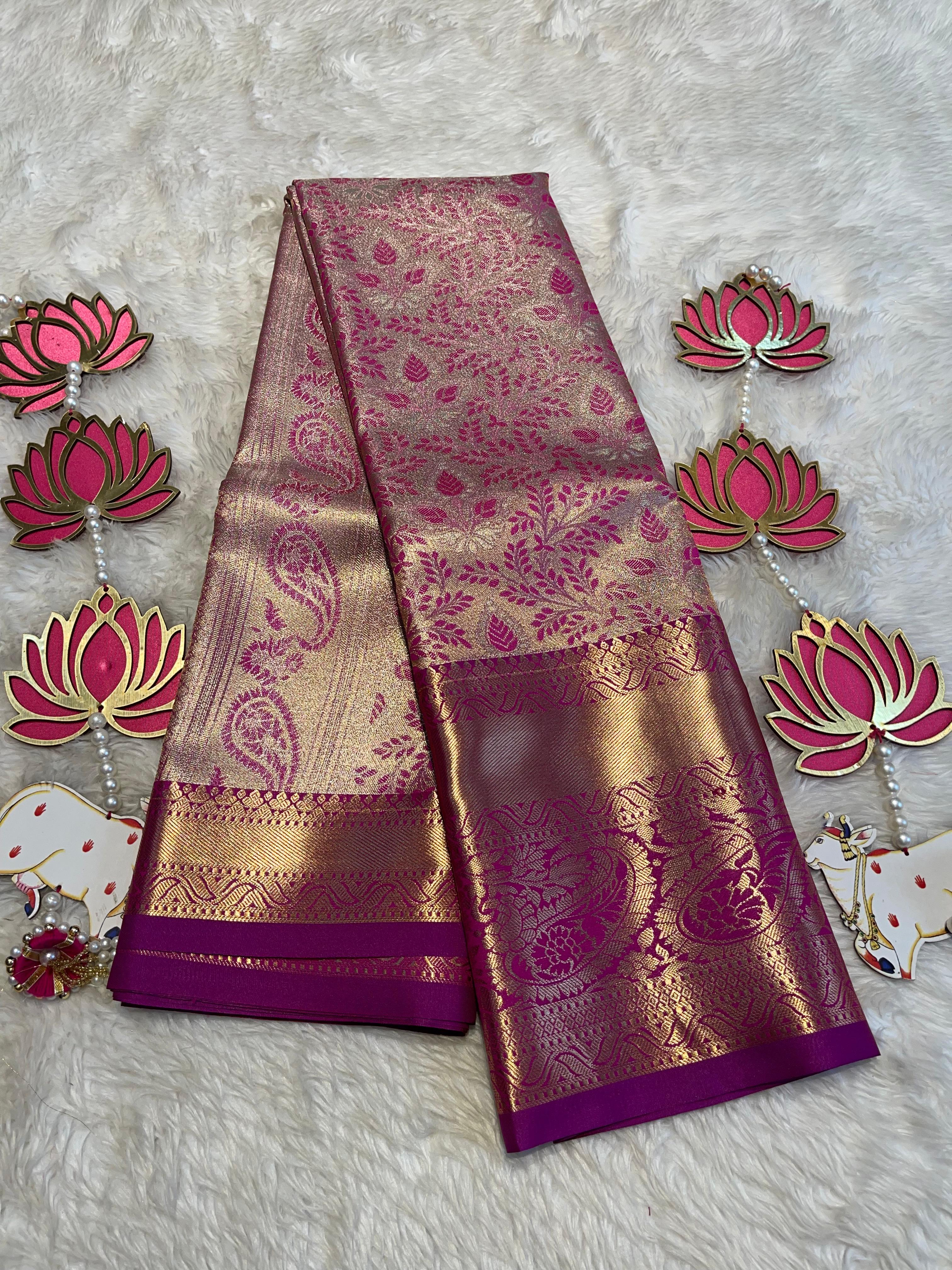 SWAYAMVARAM- RANIPINK BROCADE SILK SAREE
