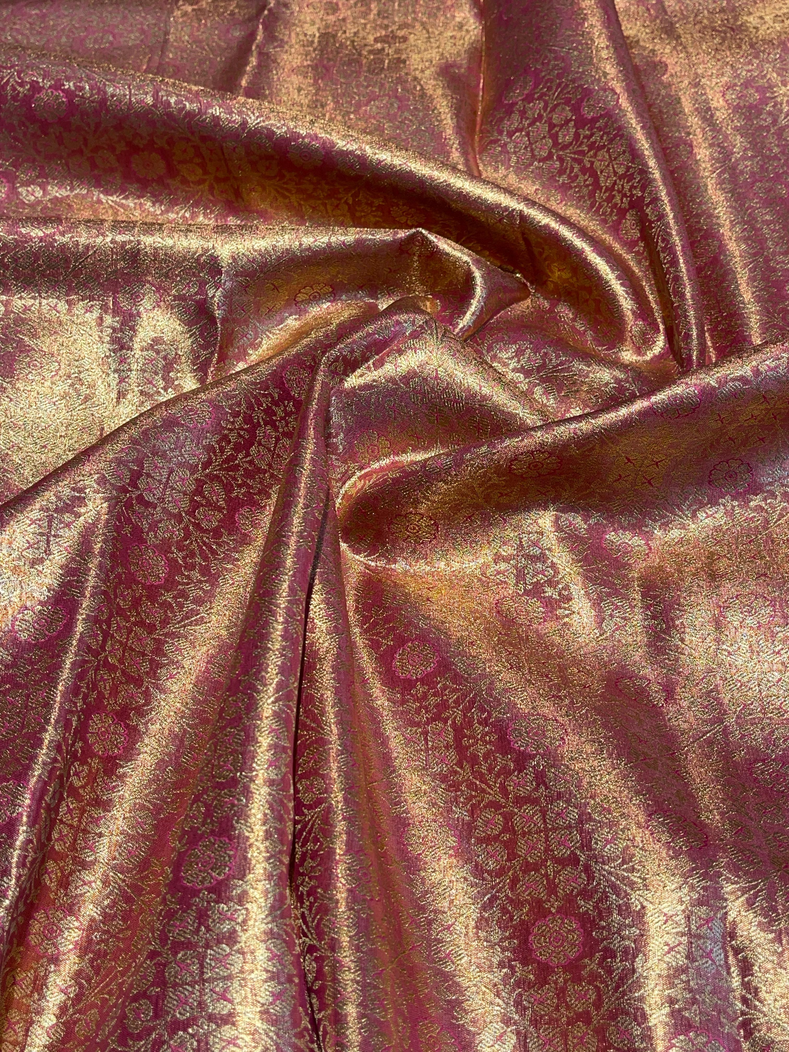 SWAYAMVARAM-PEACOCK DARKPEACH DUAL TONE SAREE