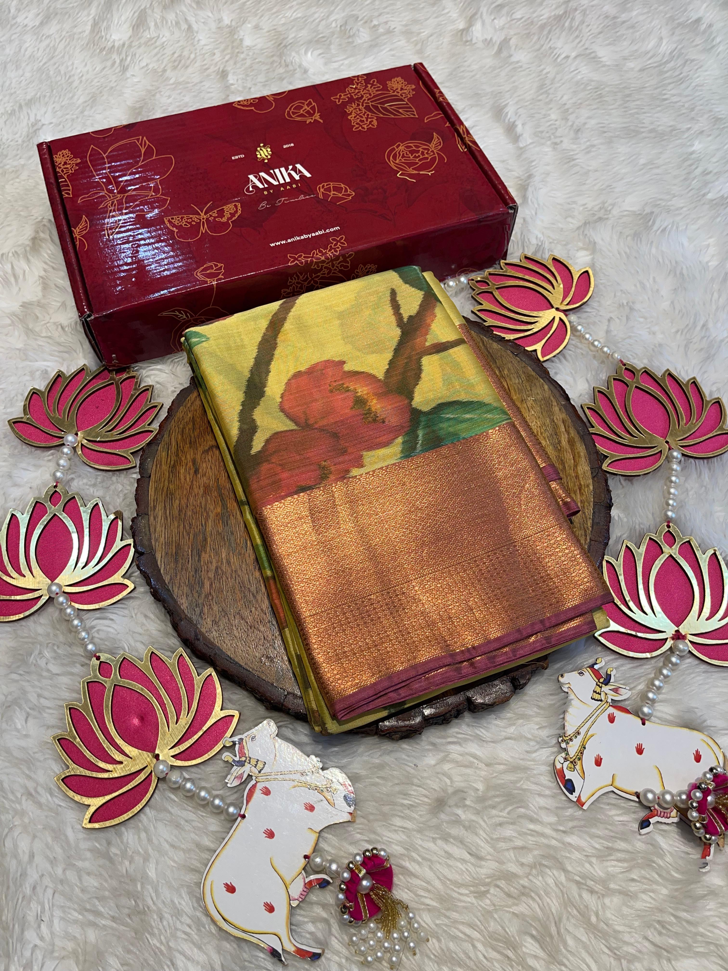 SWAYAMVARAM-FLORA YELLOW SAREE