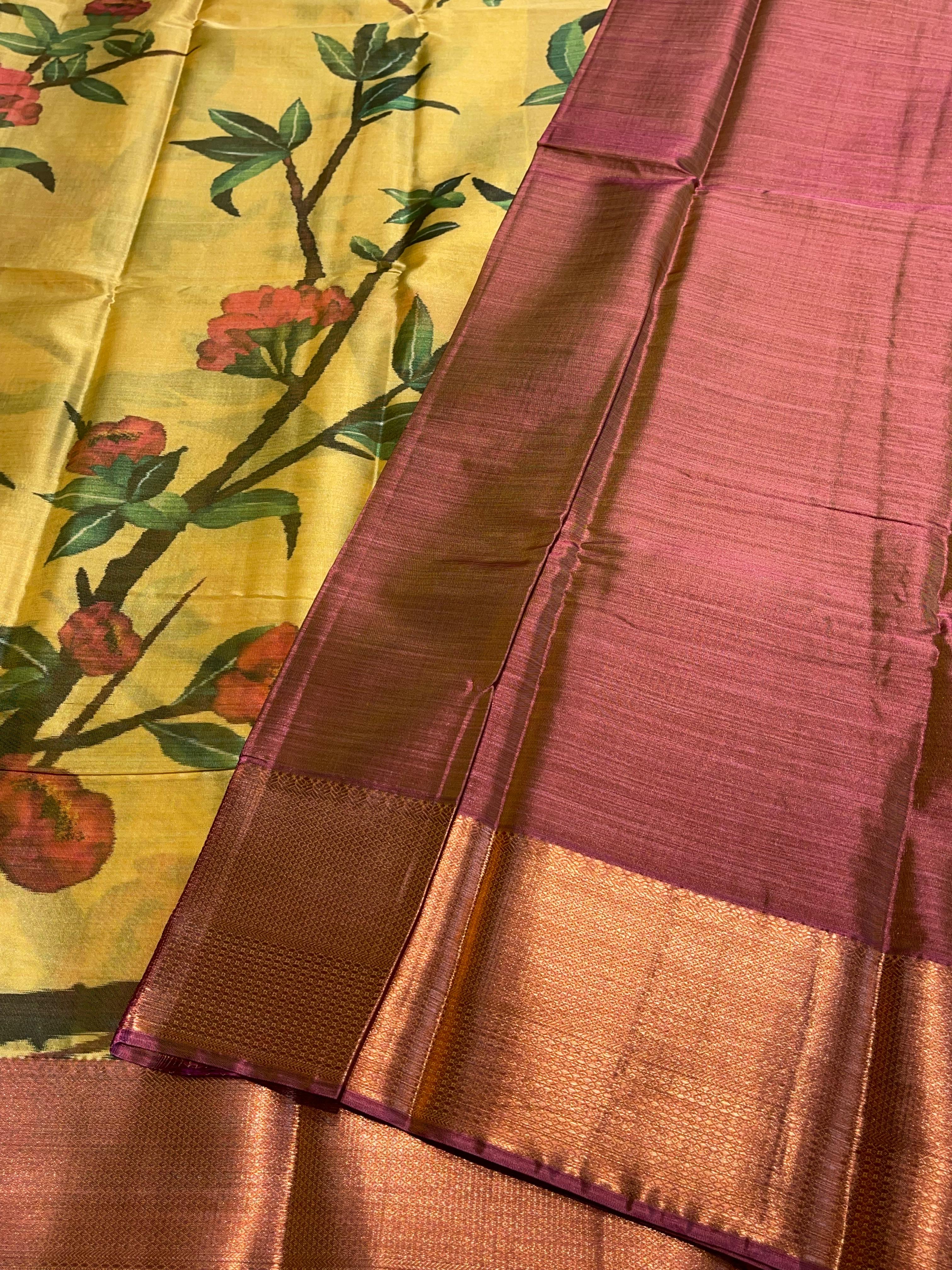 SWAYAMVARAM-FLORA YELLOW SAREE