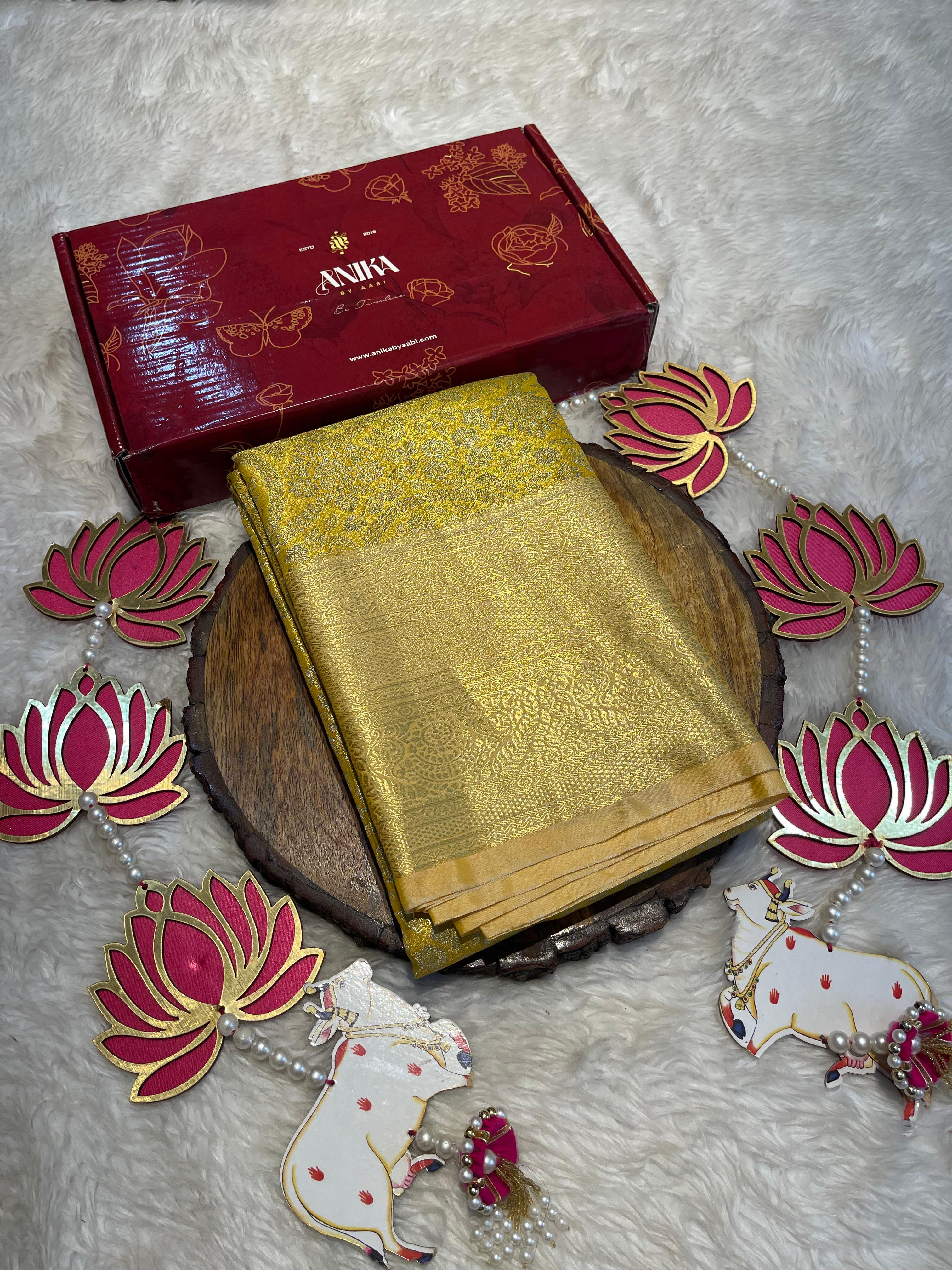 SWAYAMVARAM-YELLOW GOLD BROCADE BRIDAL EDIT SAREE