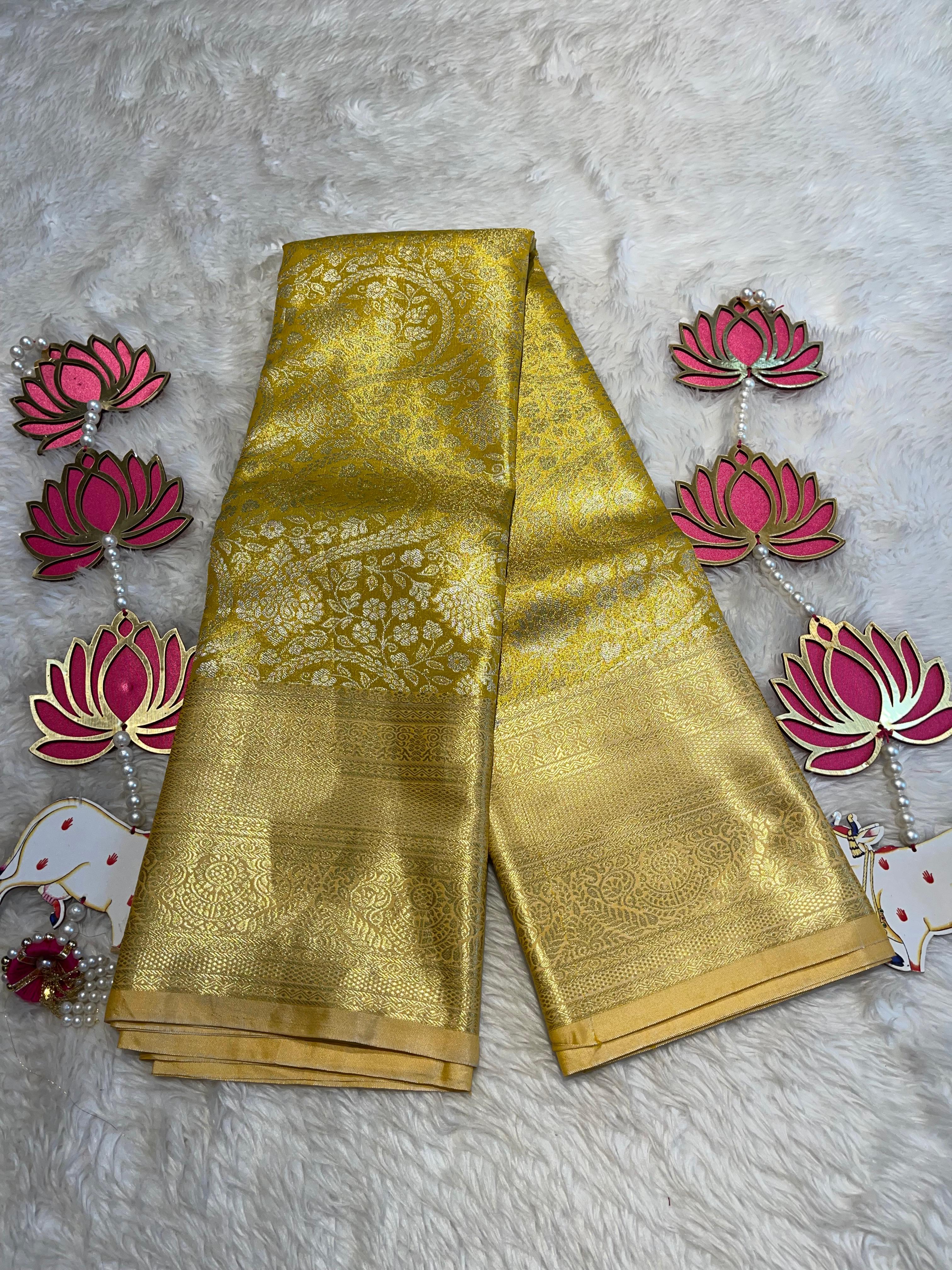SWAYAMVARAM-YELLOW GOLD BROCADE BRIDAL EDIT SAREE