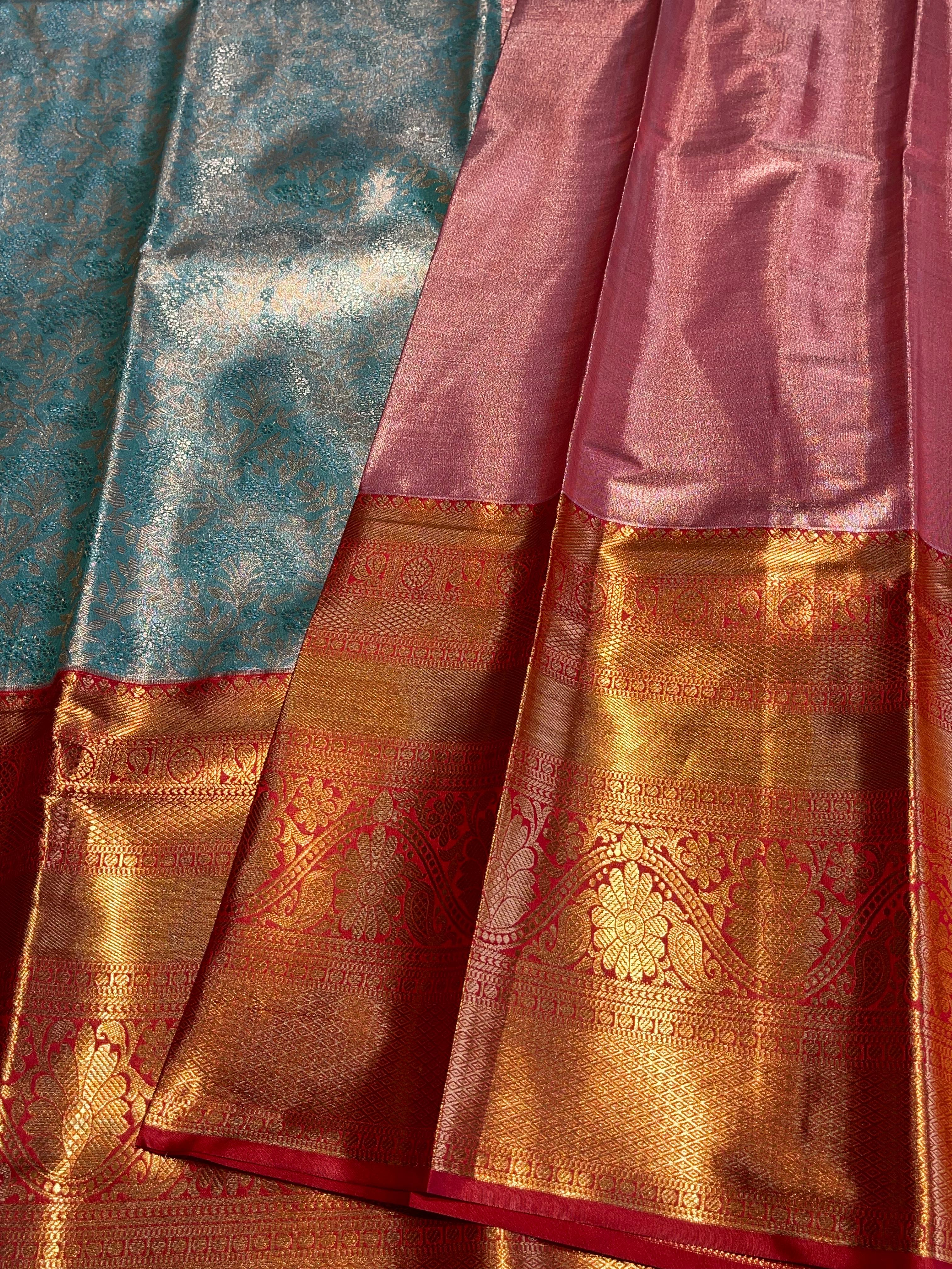 SWAYAMVARAM-ICEBLUE WITH RED BRIDAL EDIT SAREE