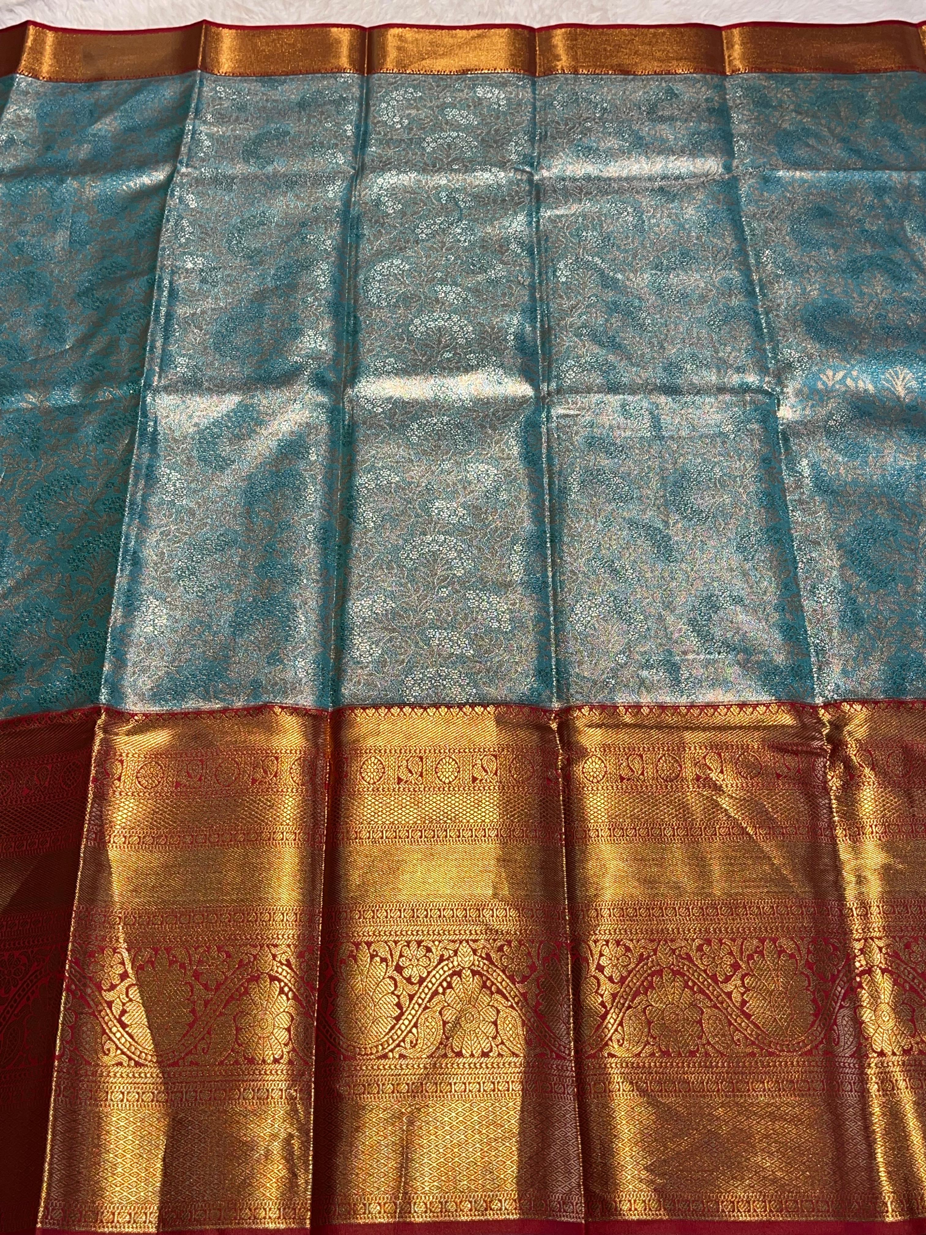 SWAYAMVARAM-ICEBLUE WITH RED BRIDAL EDIT SAREE