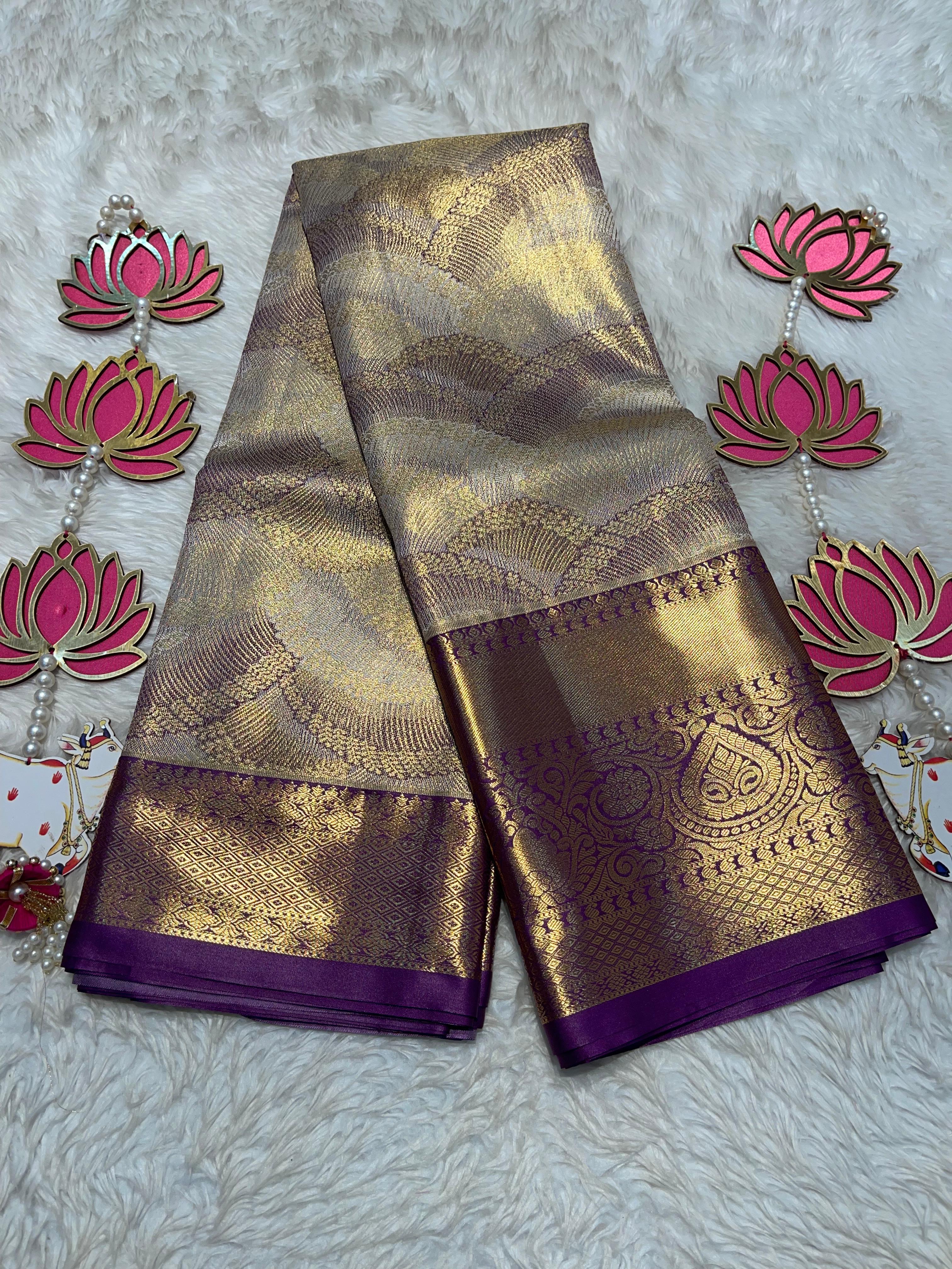 SWAYAMVARAM-PURPLE DUAL TONE SILK SAREE