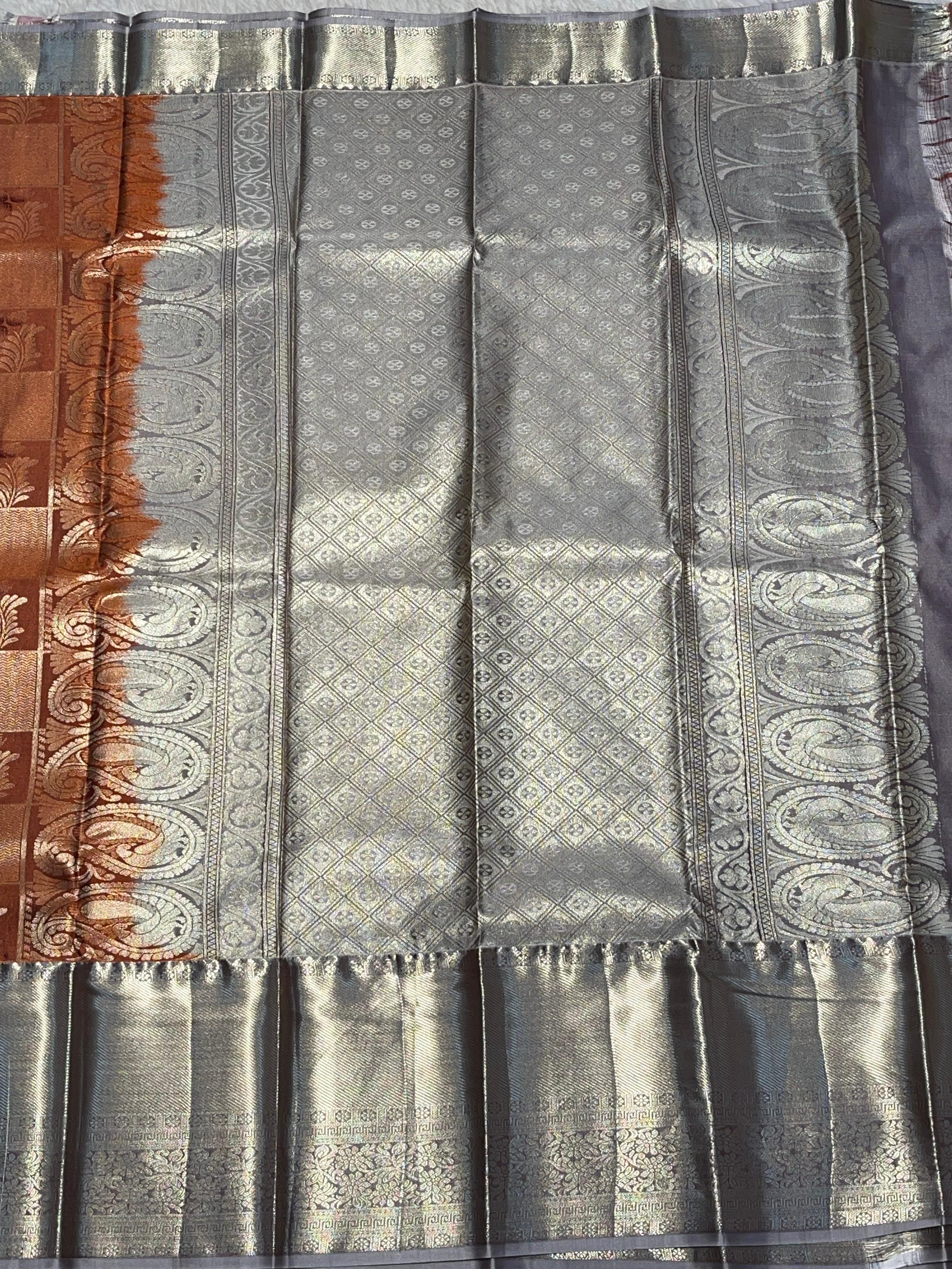 SWAYAMVARAM-SIENNA BROWN FLORA SAREE