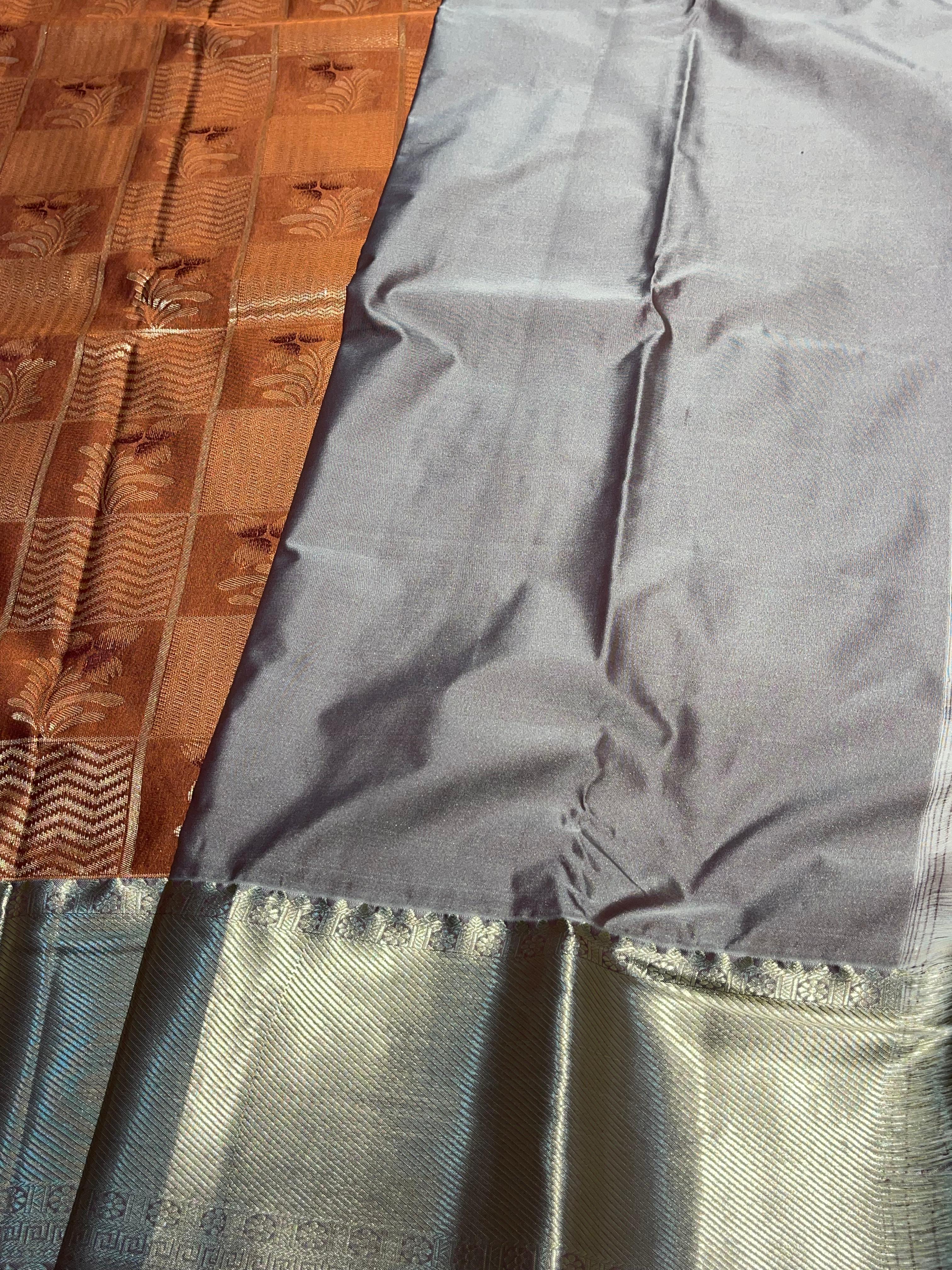 SWAYAMVARAM-SIENNA BROWN FLORA SAREE