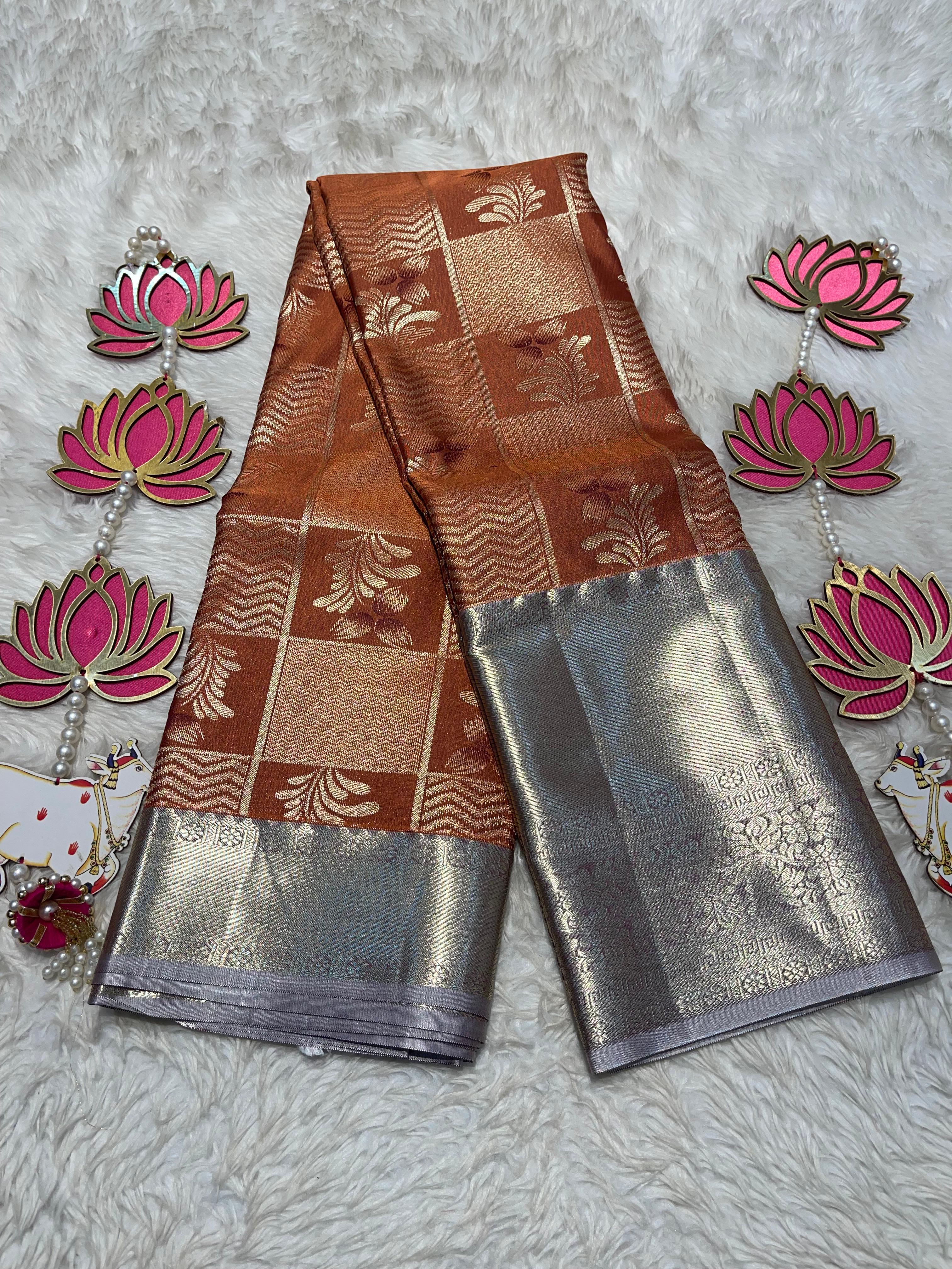 SWAYAMVARAM-SIENNA BROWN FLORA SAREE