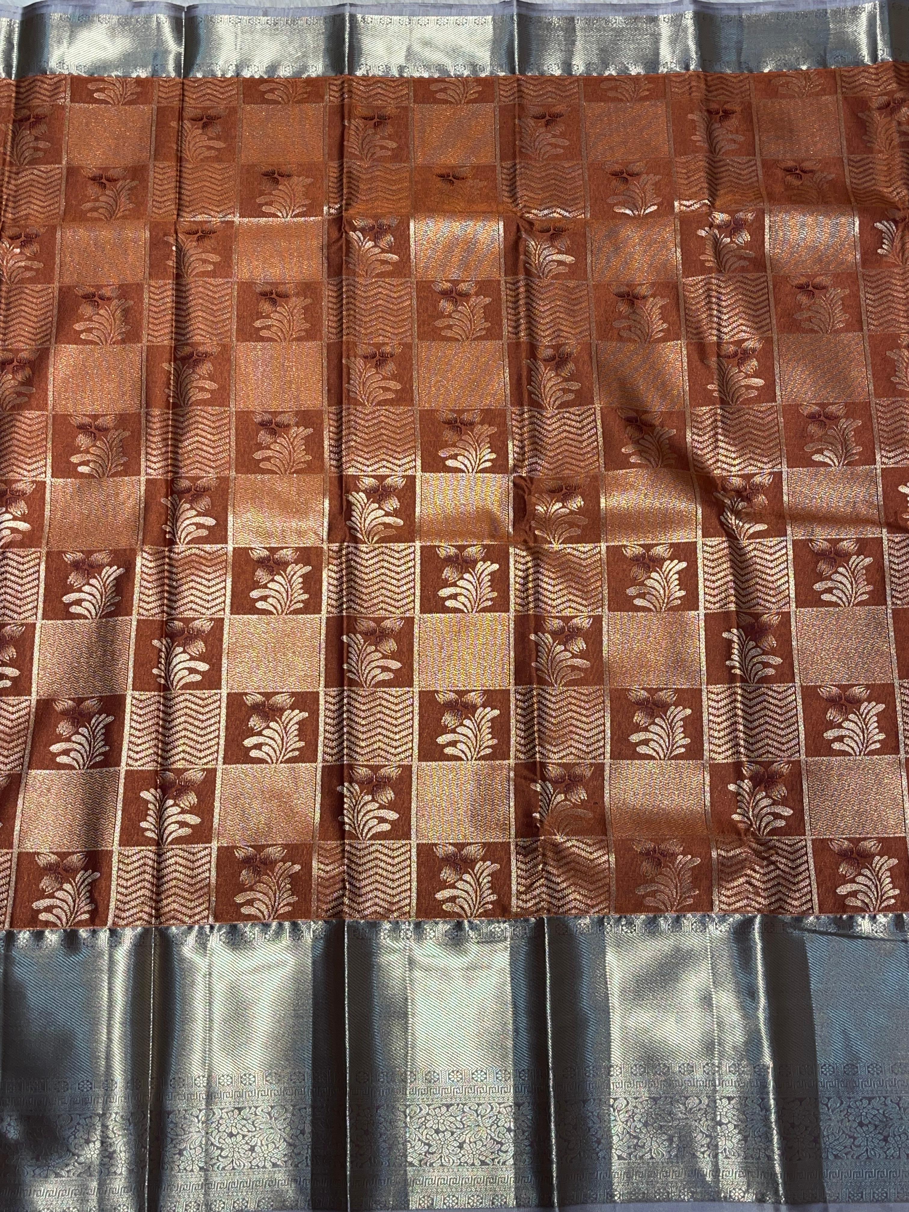 SWAYAMVARAM-SIENNA BROWN FLORA SAREE