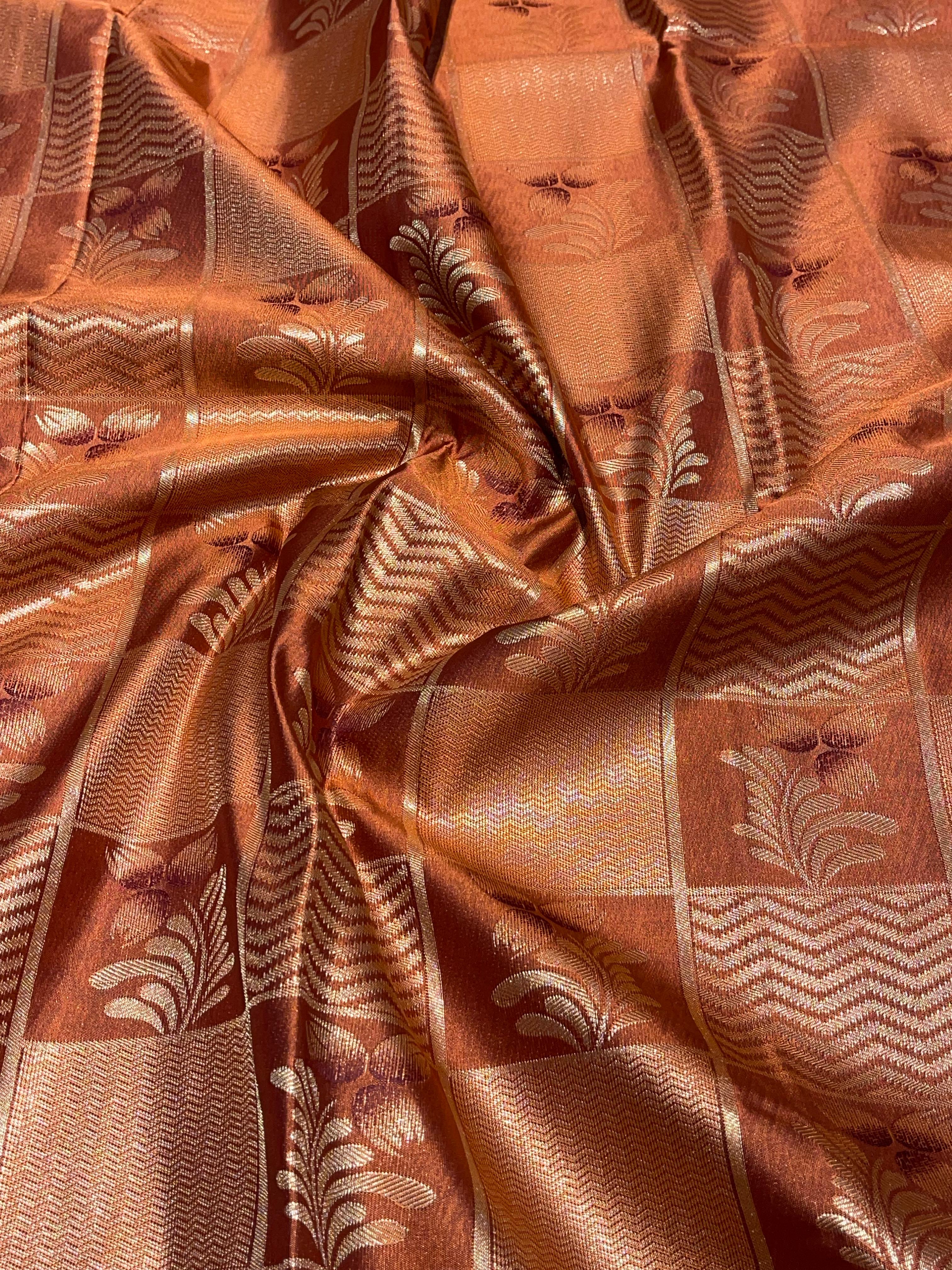 SWAYAMVARAM-SIENNA BROWN FLORA SAREE