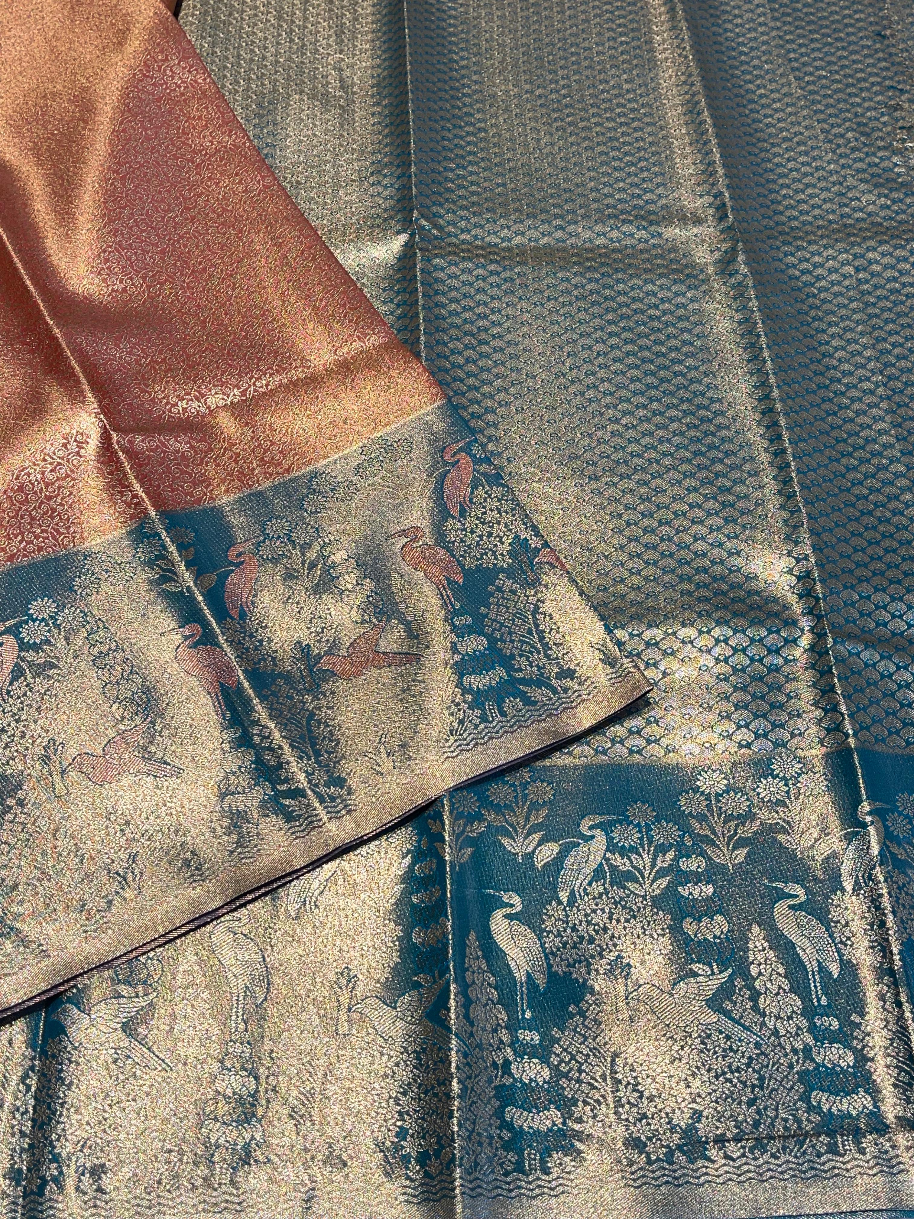 SWAYAMVARAM-PEACOCK ORANGE DUAL TONE