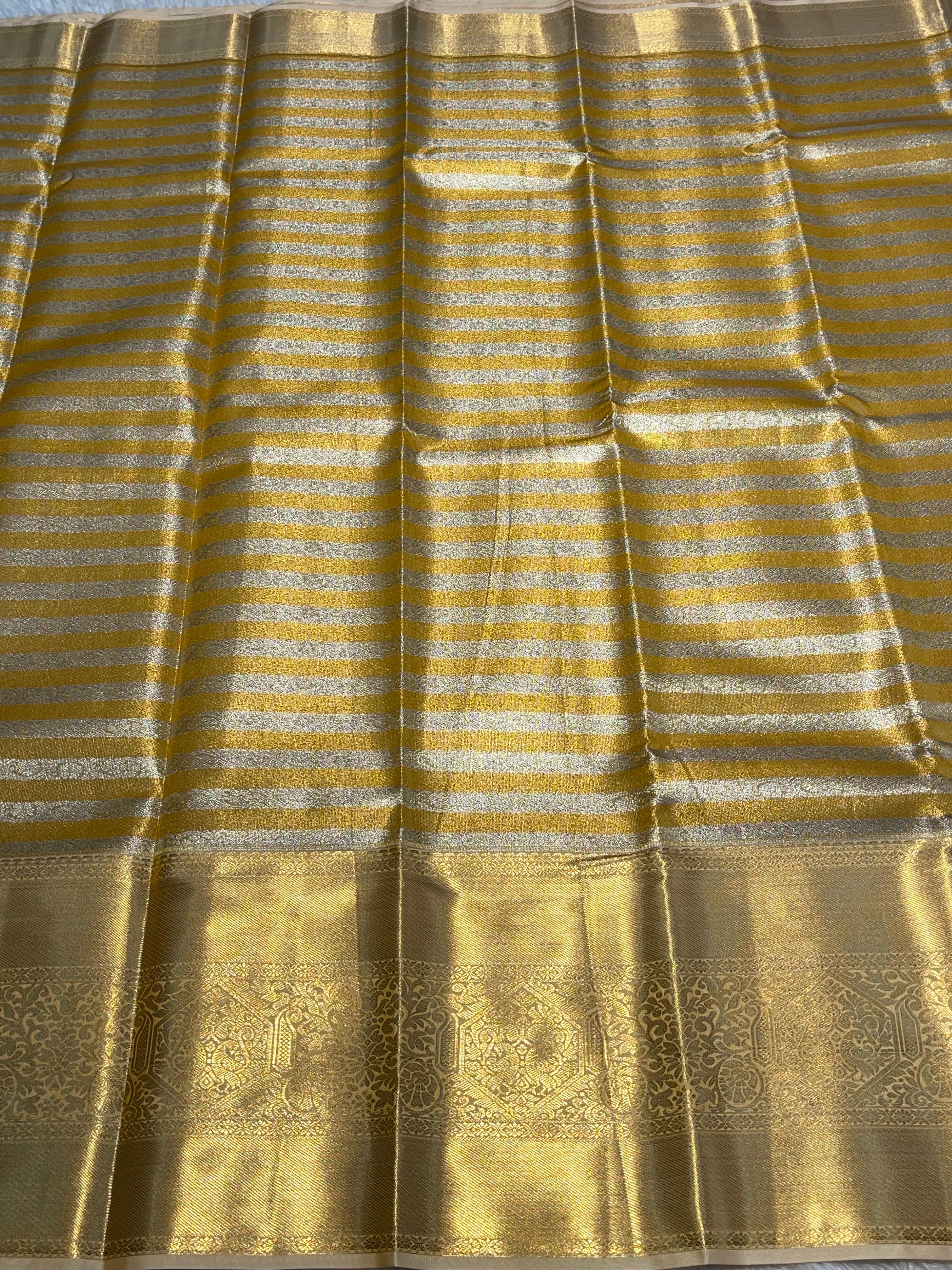 SWAYAMVARAM-CITRINE GREEN STRIPES SAREE
