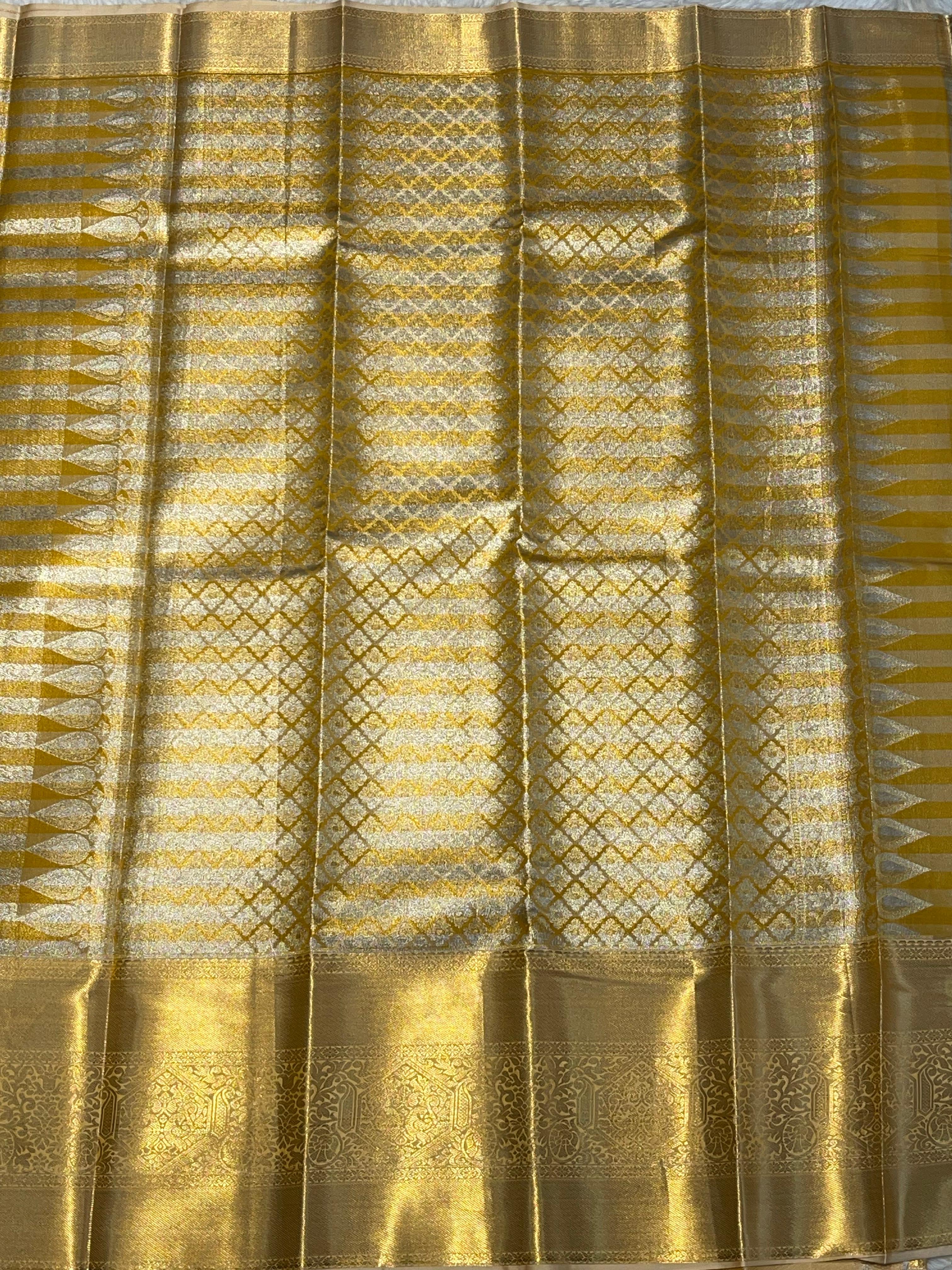 SWAYAMVARAM-CITRINE GREEN STRIPES SAREE