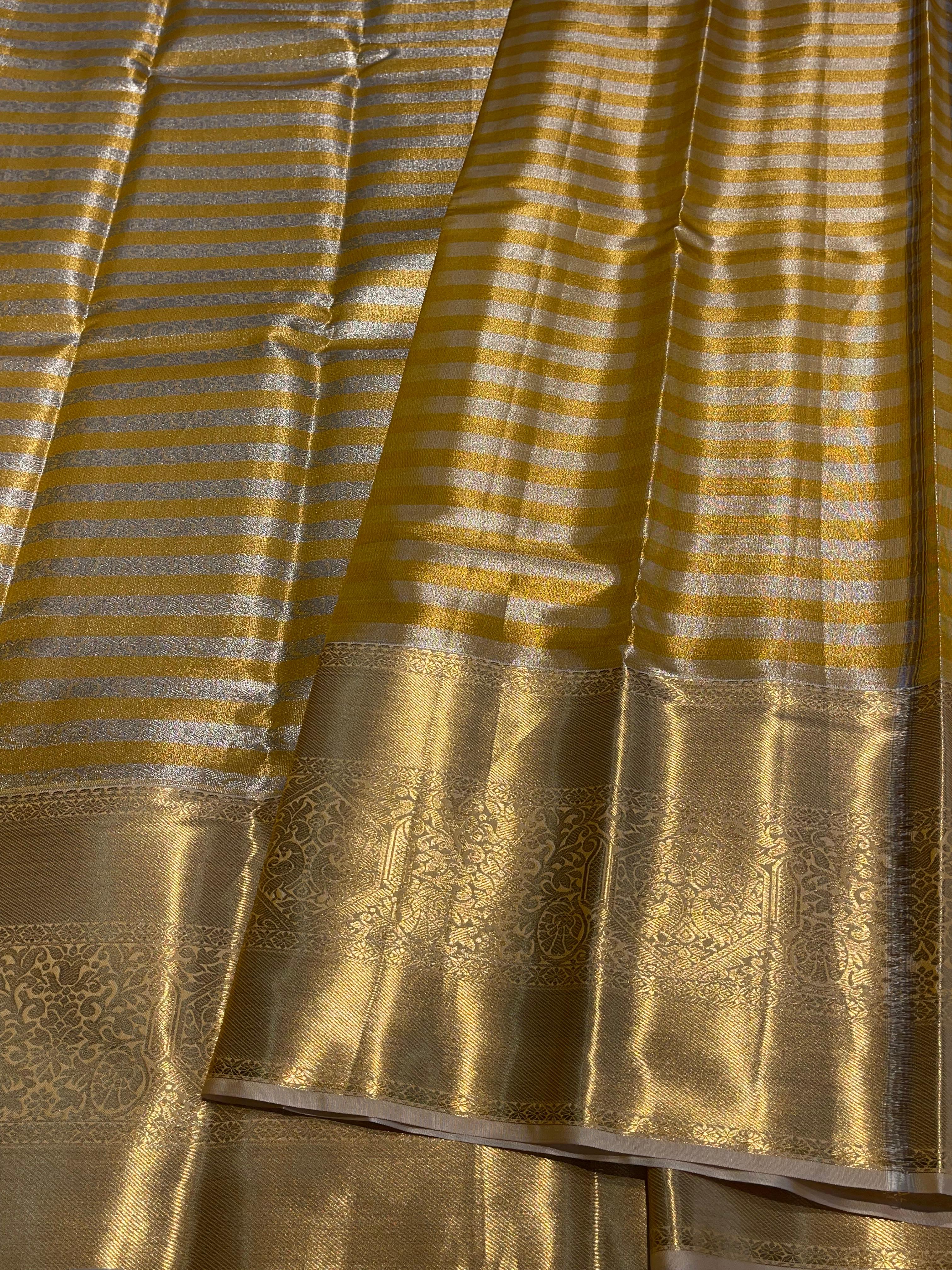 SWAYAMVARAM-CITRINE GREEN STRIPES SAREE
