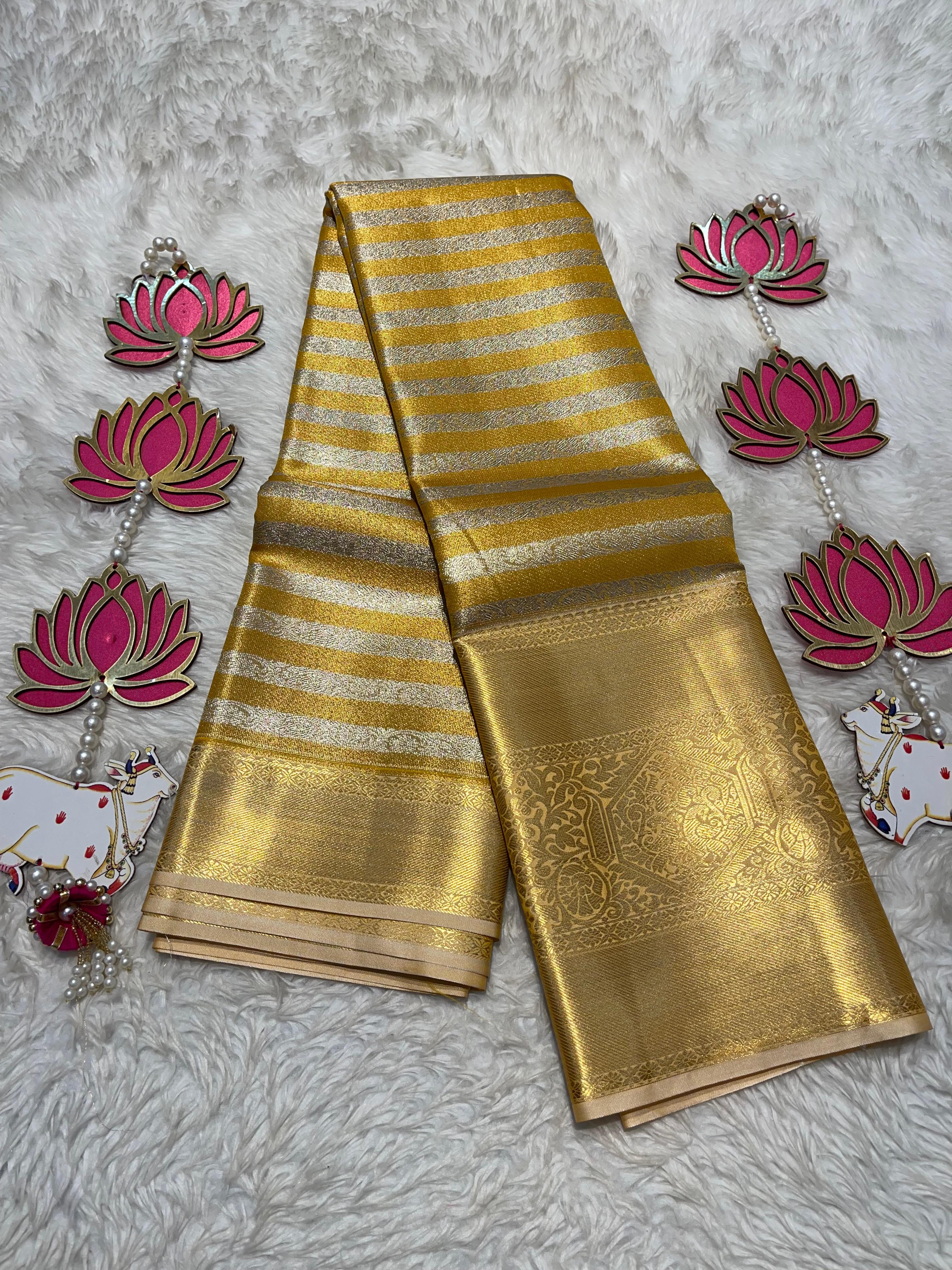 SWAYAMVARAM-CITRINE GREEN STRIPES SAREE