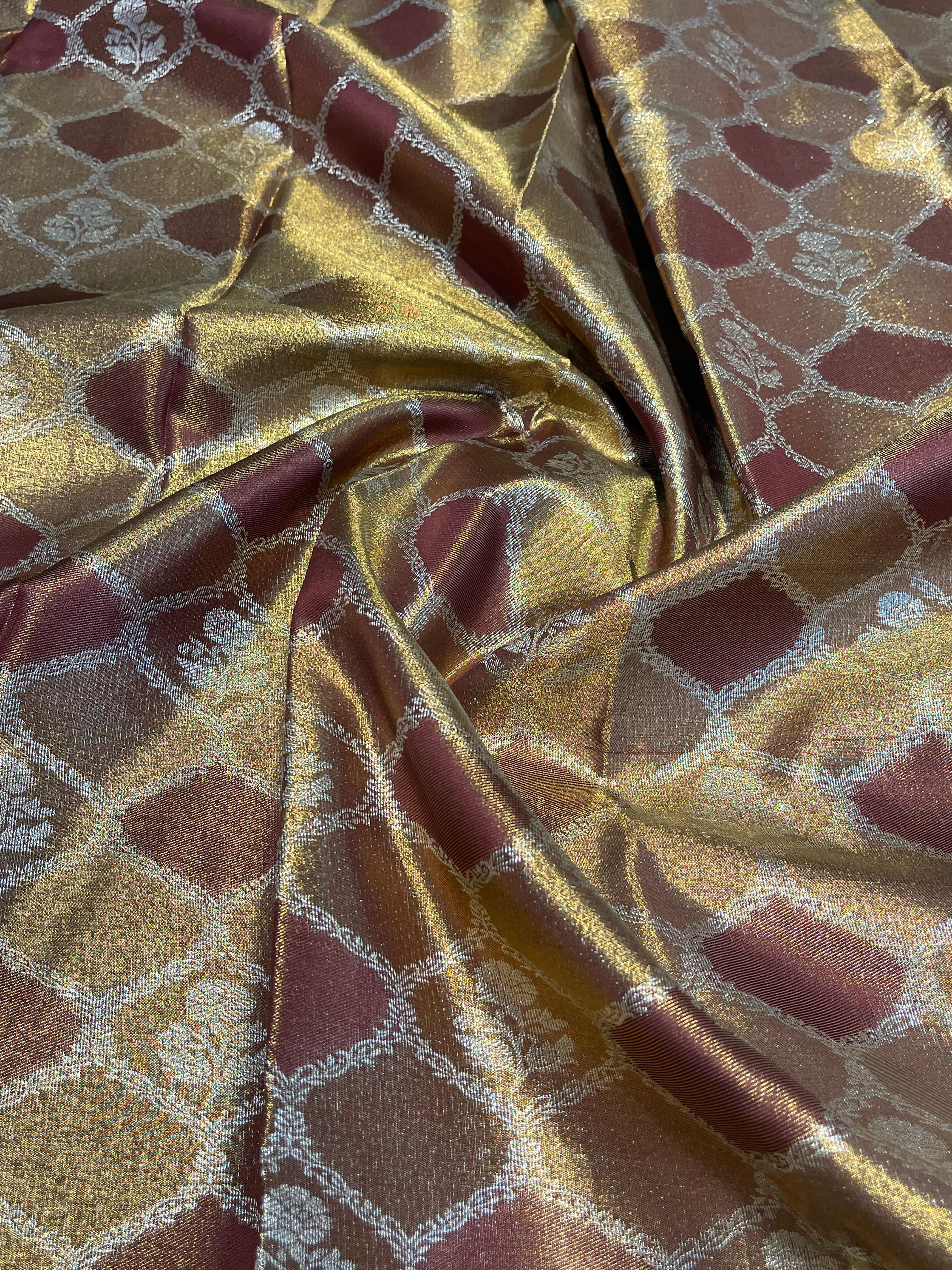 SWAYAMVARAM-BROWN GOLDISH DUAL TONE SAREE