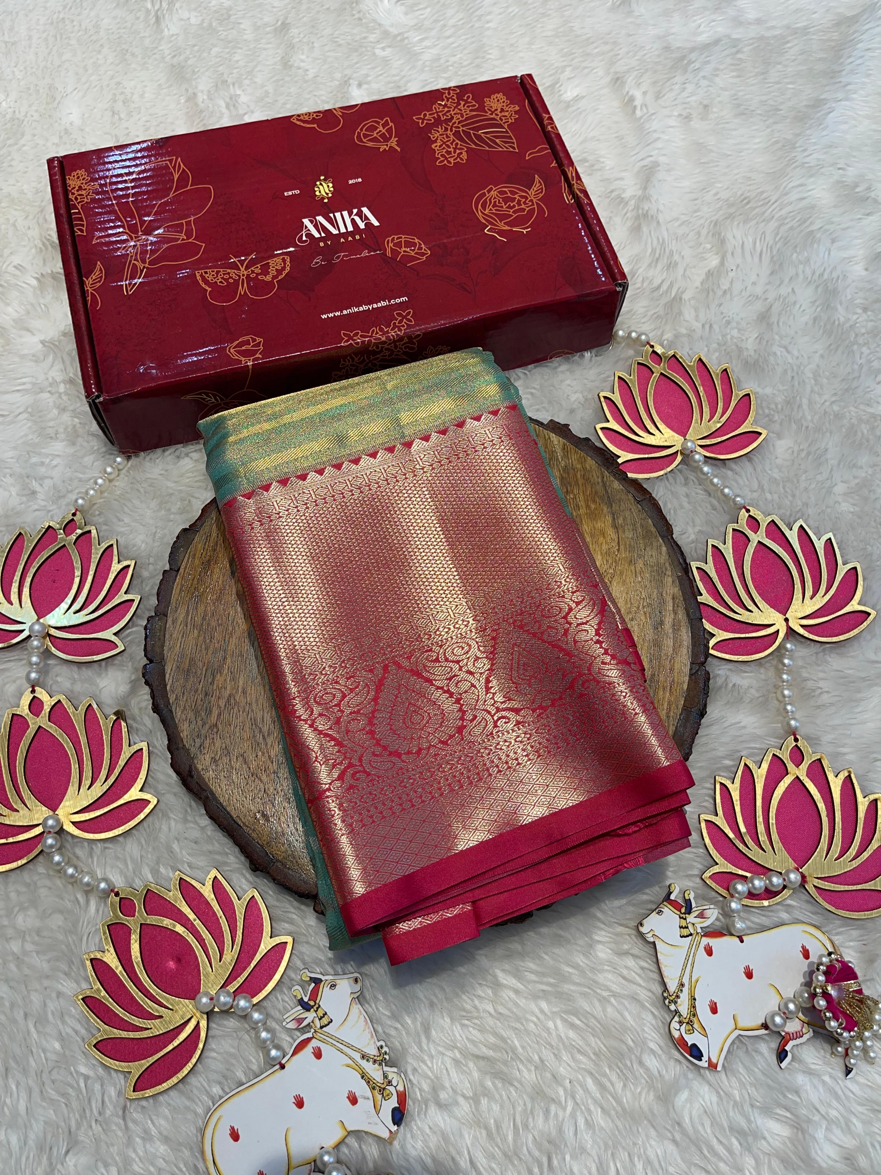 SWAYAMVARAM- SKY BLUE DUAL SILK SAREE