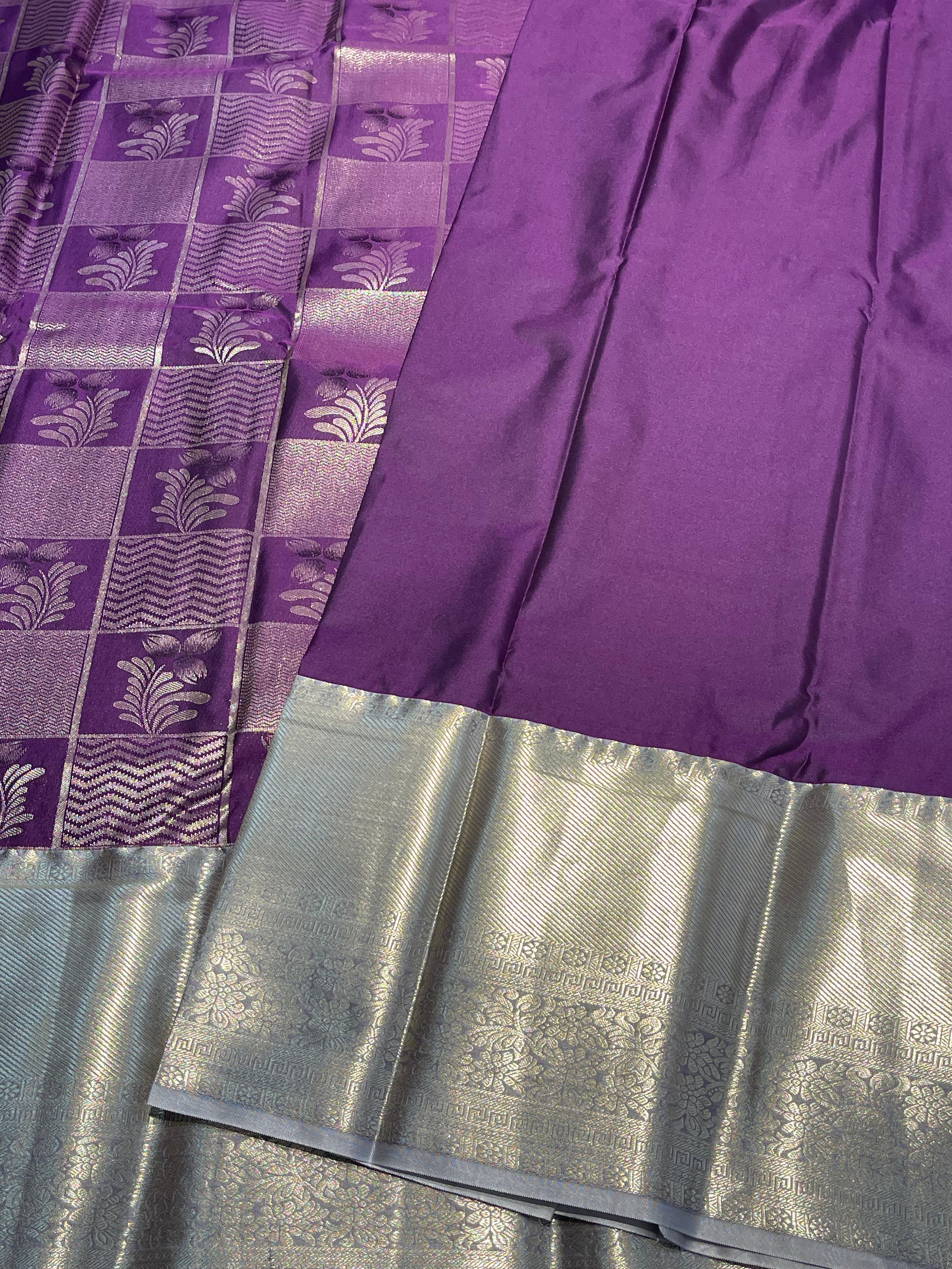 SWAYAMVARAM-PURPLE FLORA  DUAL TONE SAREE