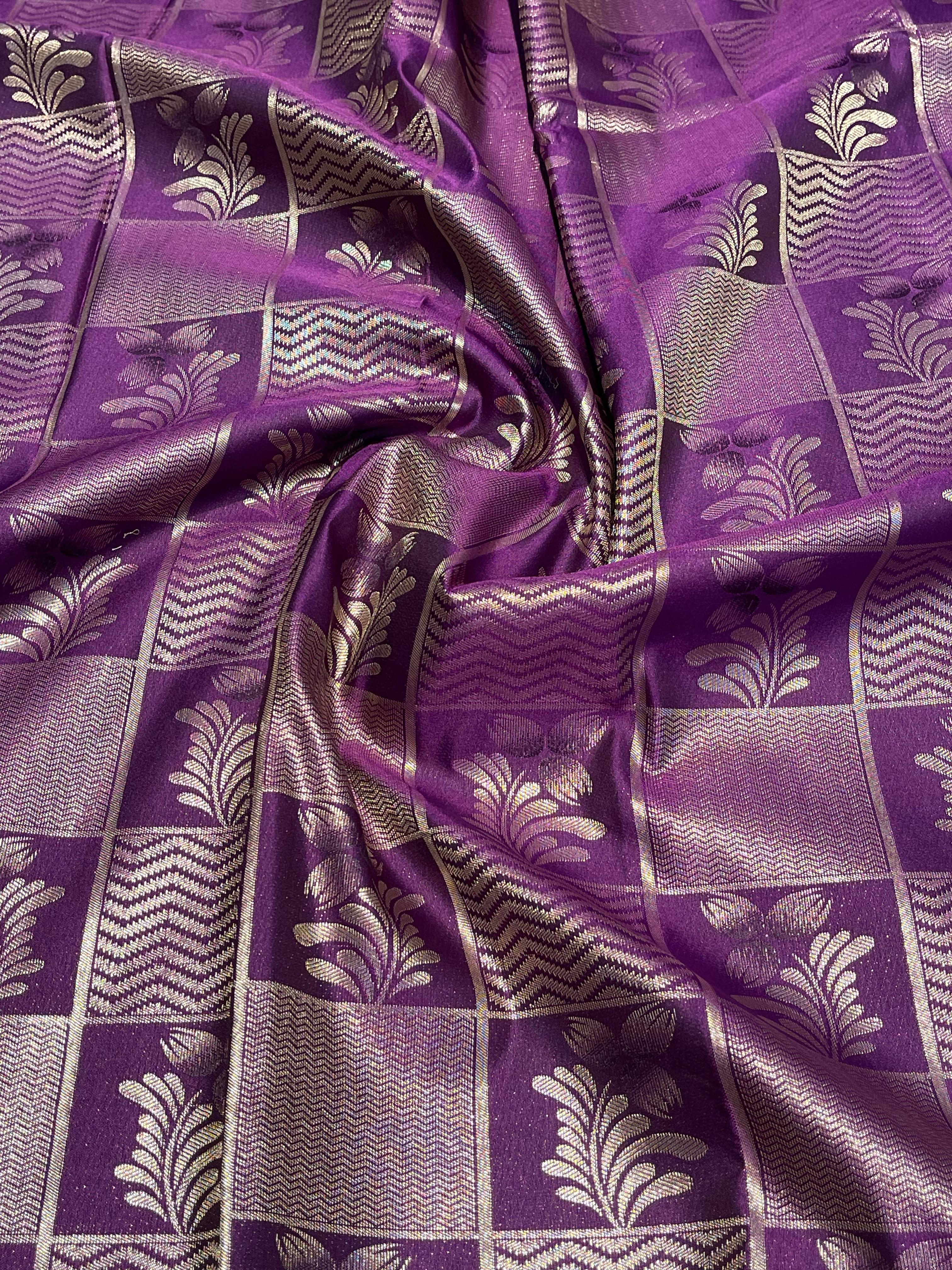 SWAYAMVARAM-PURPLE FLORA  DUAL TONE SAREE