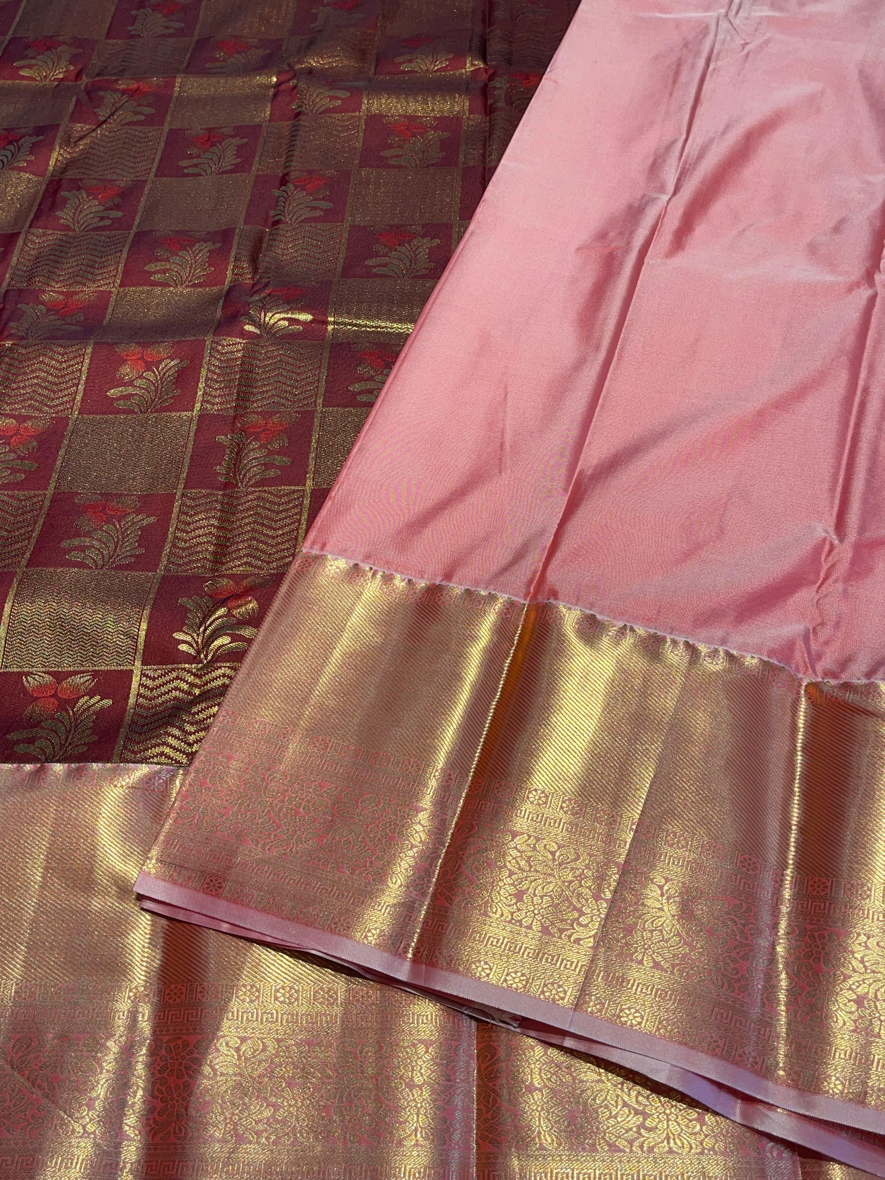 SWAYAMVARAM-DEEP MAROON WITH SHADE OF PINK LILAC DUAL TONE SILK SAREE