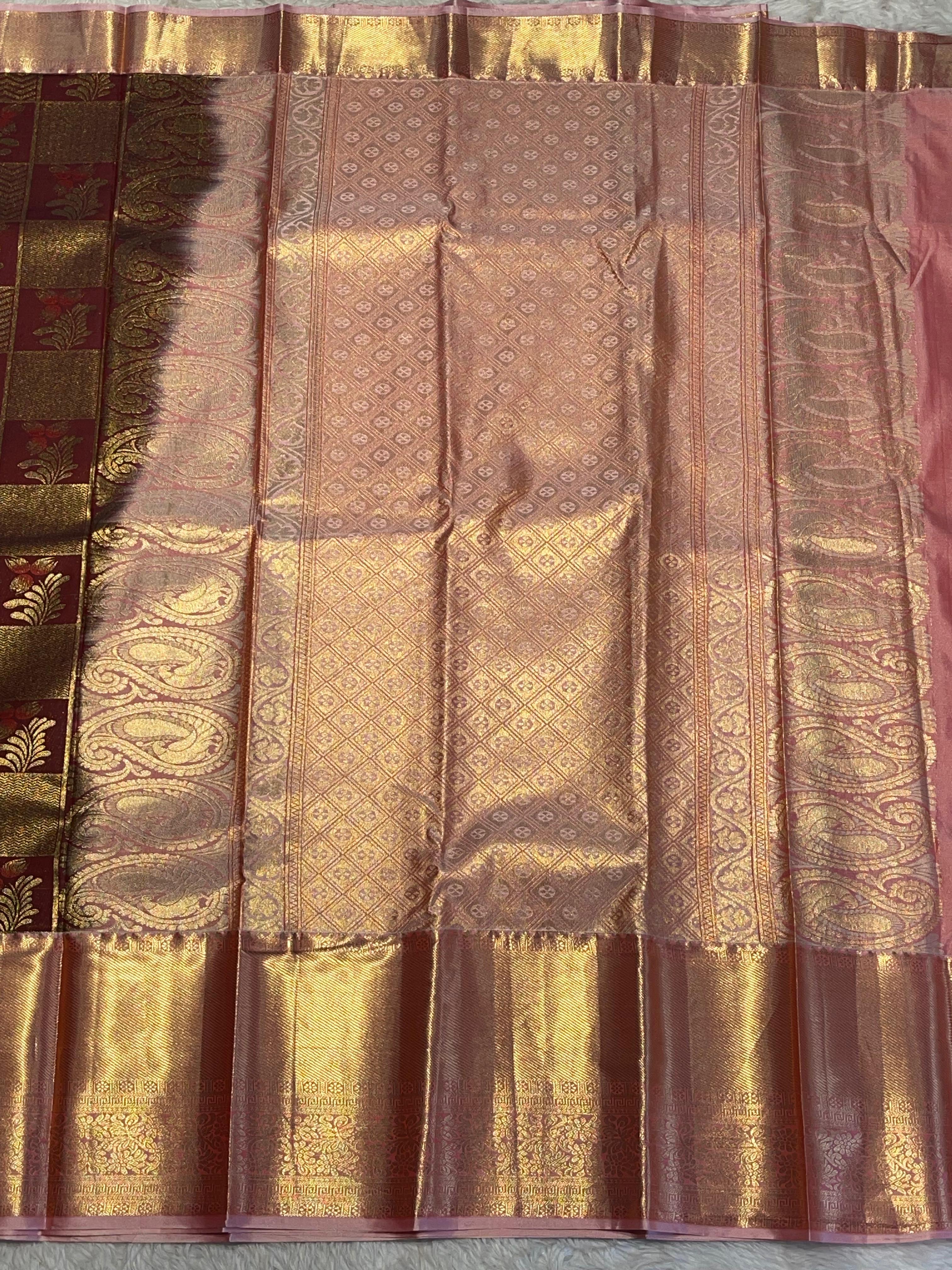 SWAYAMVARAM-DEEP MAROON WITH SHADE OF PINK LILAC DUAL TONE SILK SAREE