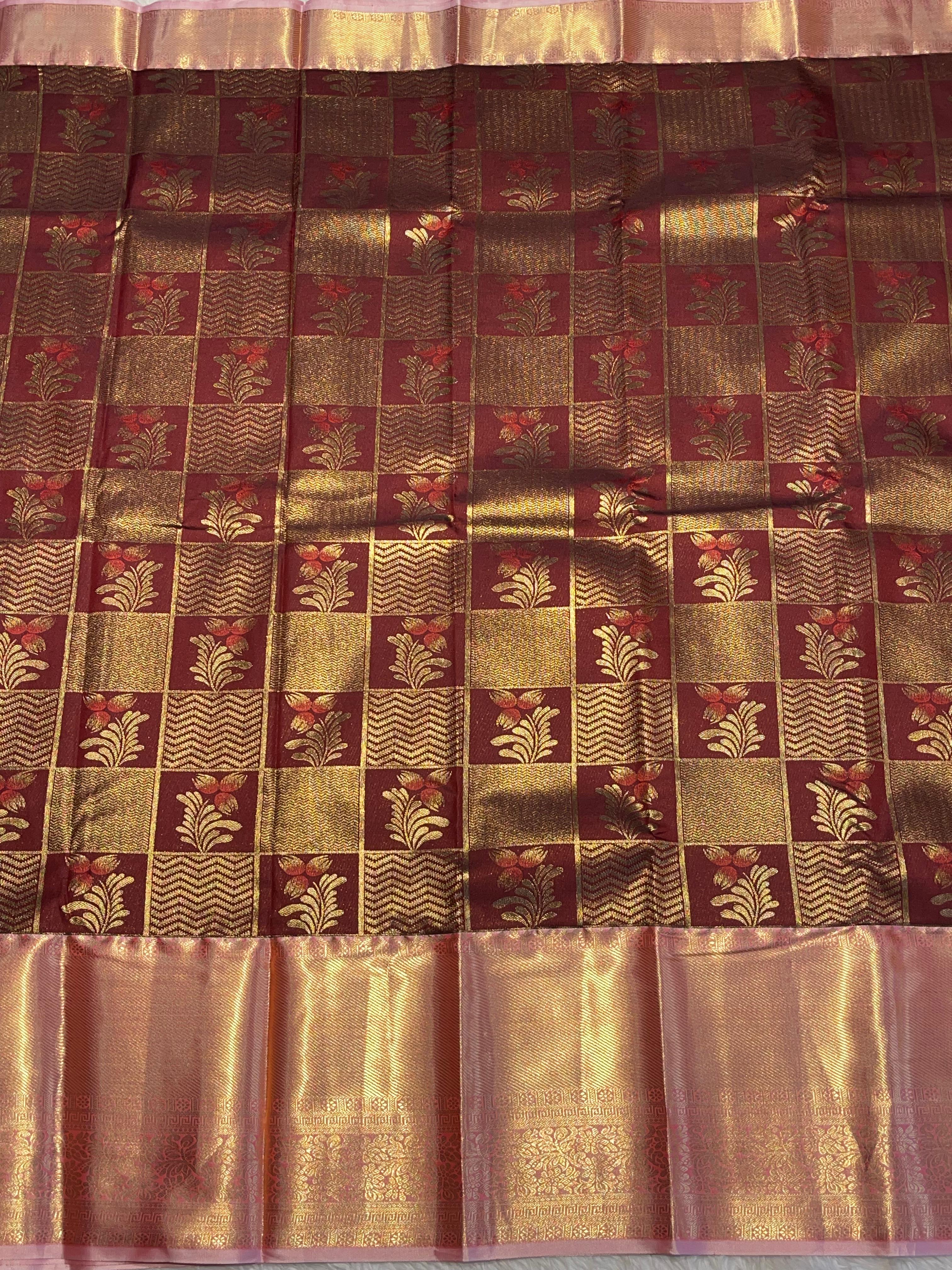 SWAYAMVARAM-DEEP MAROON WITH SHADE OF PINK LILAC DUAL TONE SILK SAREE