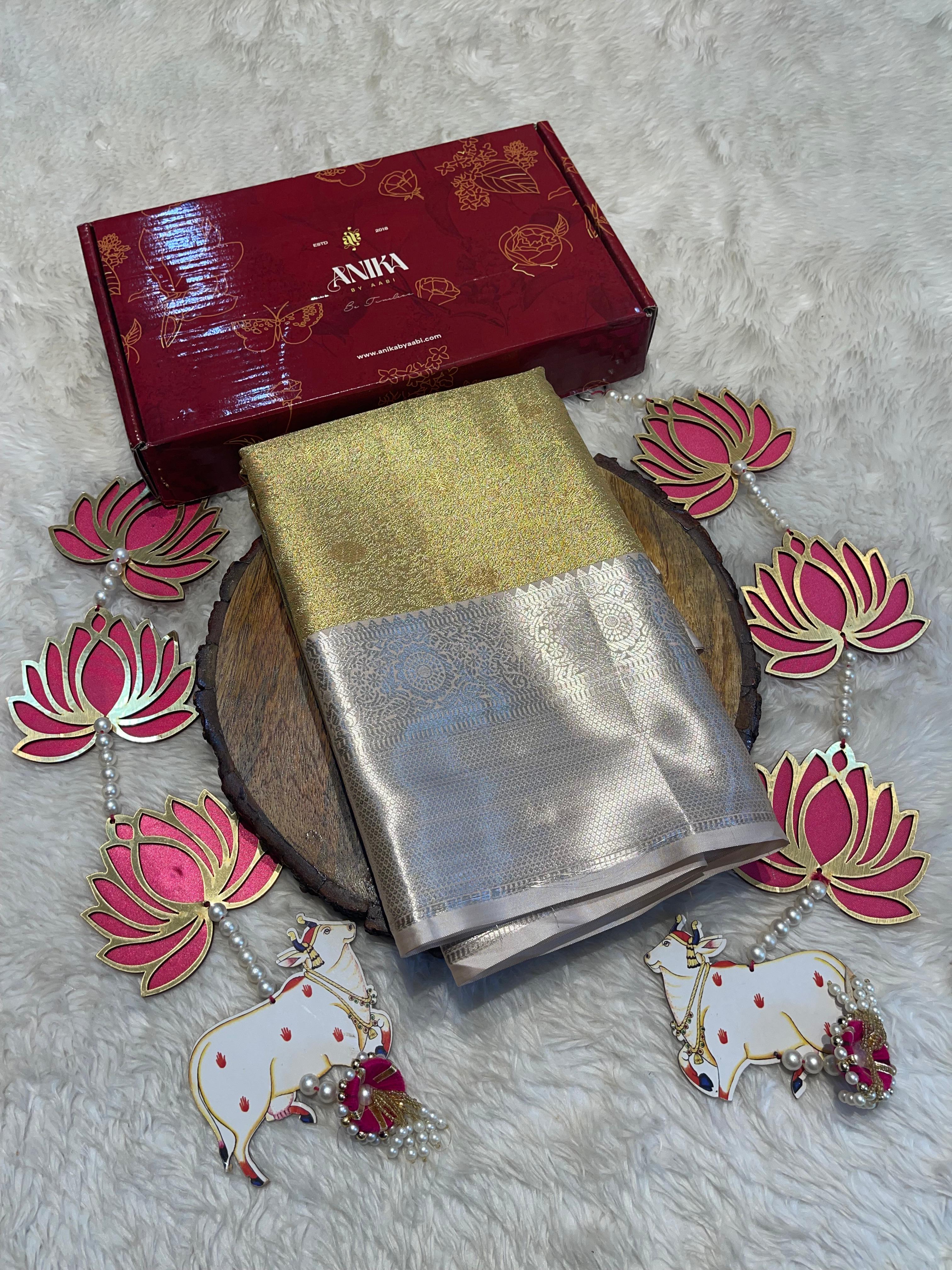 SWAYAMVARAM-ROYAL GOLD DUAL TONE SAREE