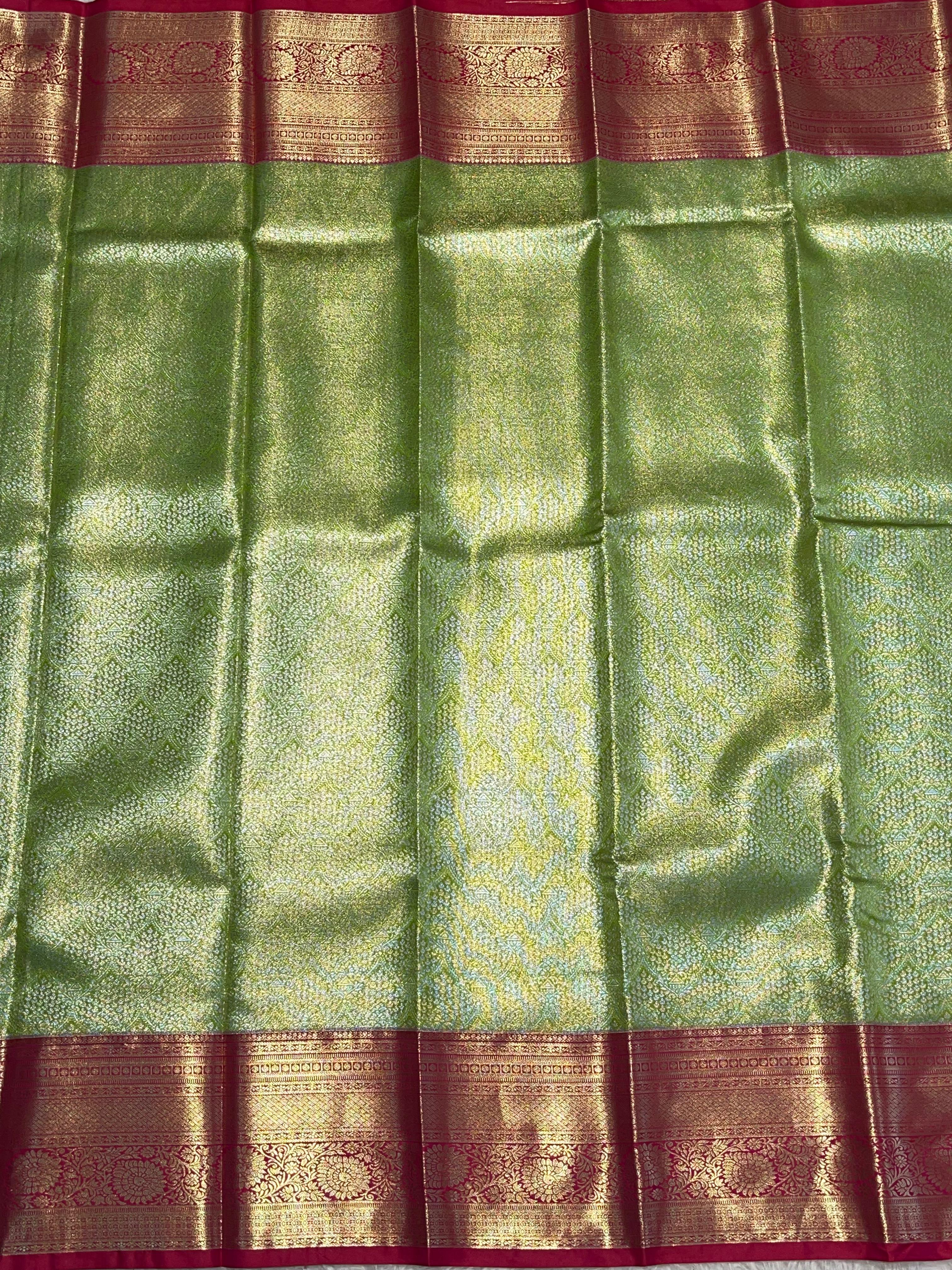 SWAYAMVARAM-GREEN WITH RANIPINK REDDISH SILK SAREE
