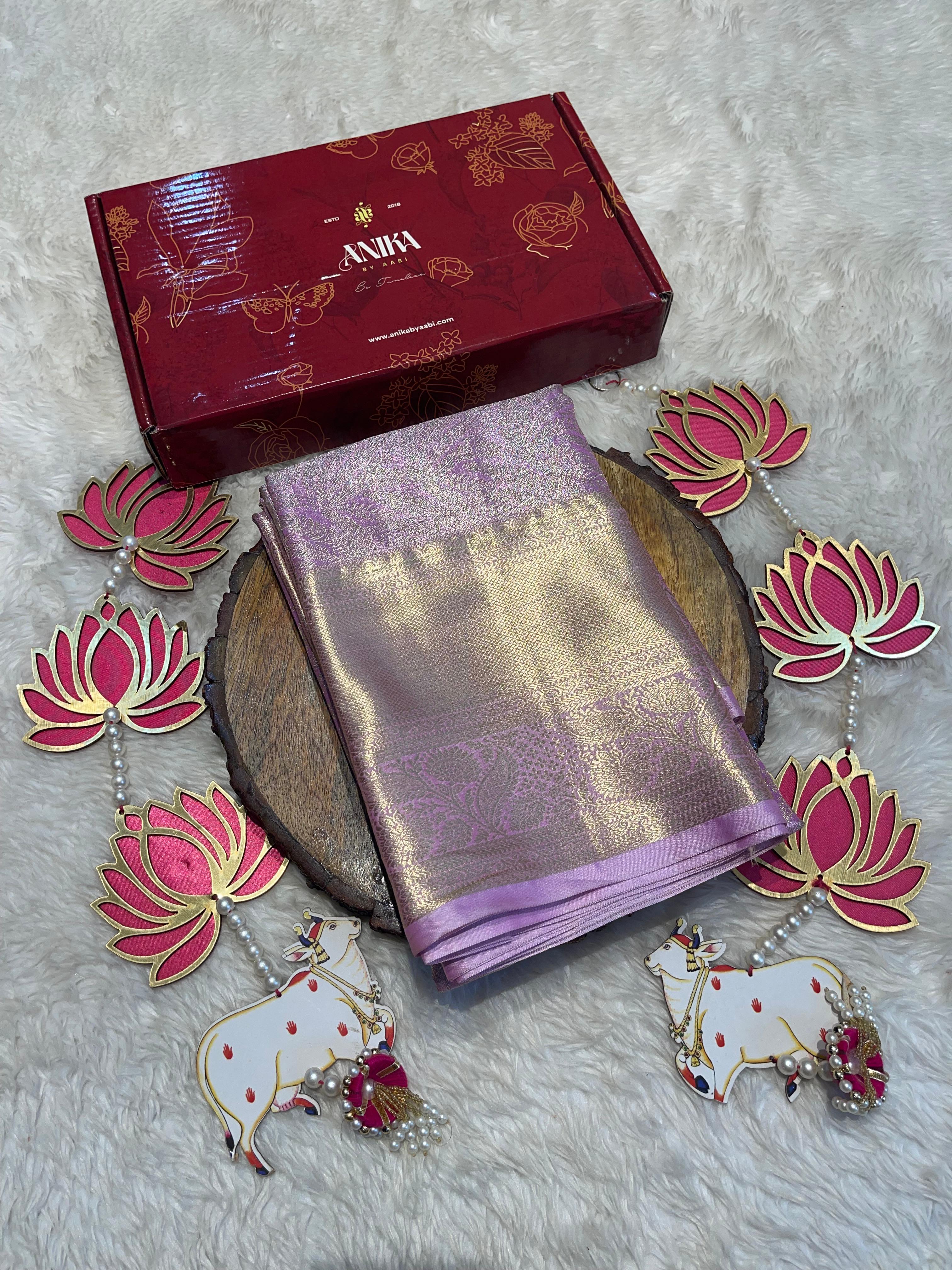 SWAYAMVARAM-LILAC WITH GOLD SILK SAREE