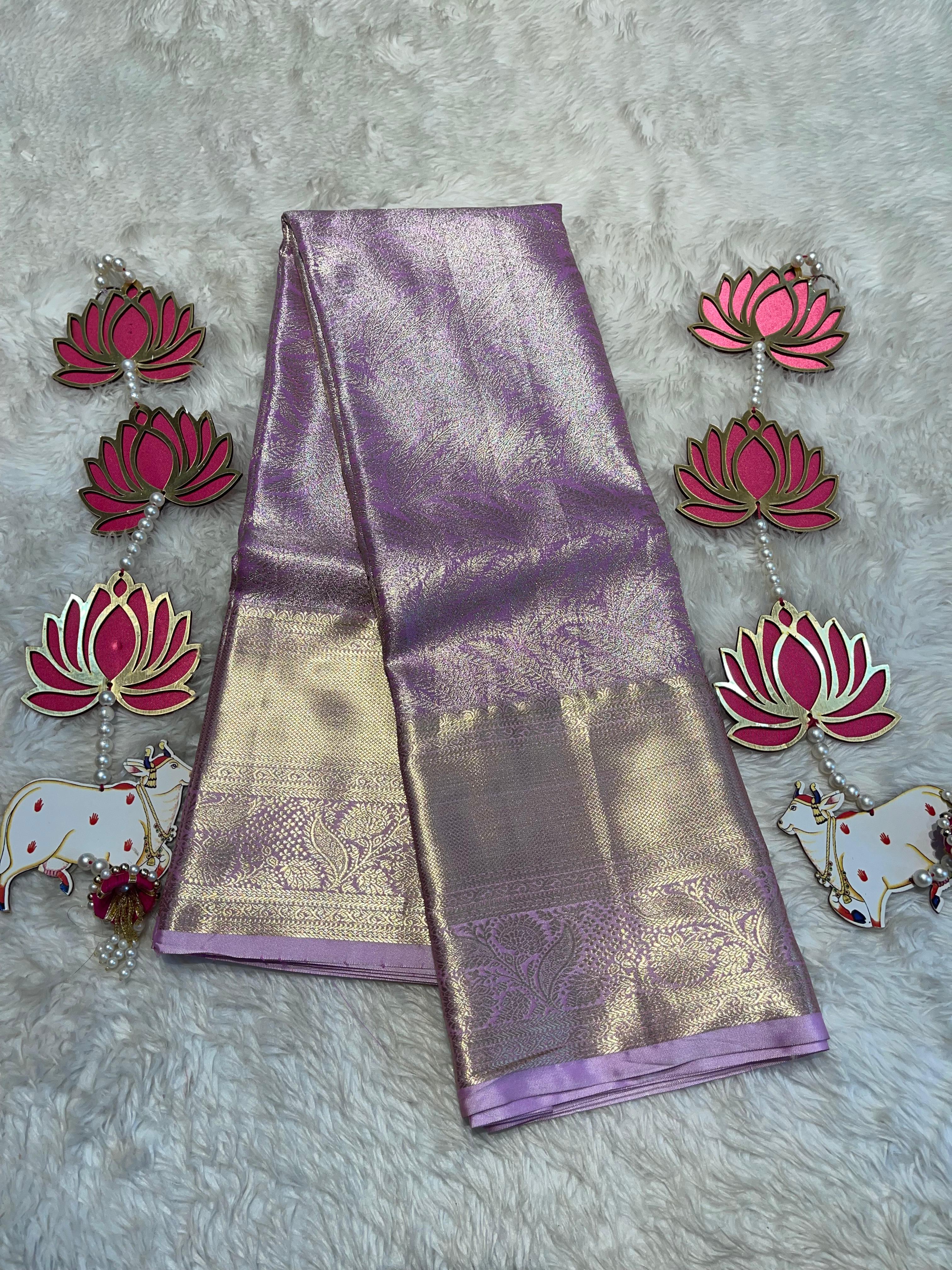 SWAYAMVARAM-LILAC WITH GOLD SILK SAREE