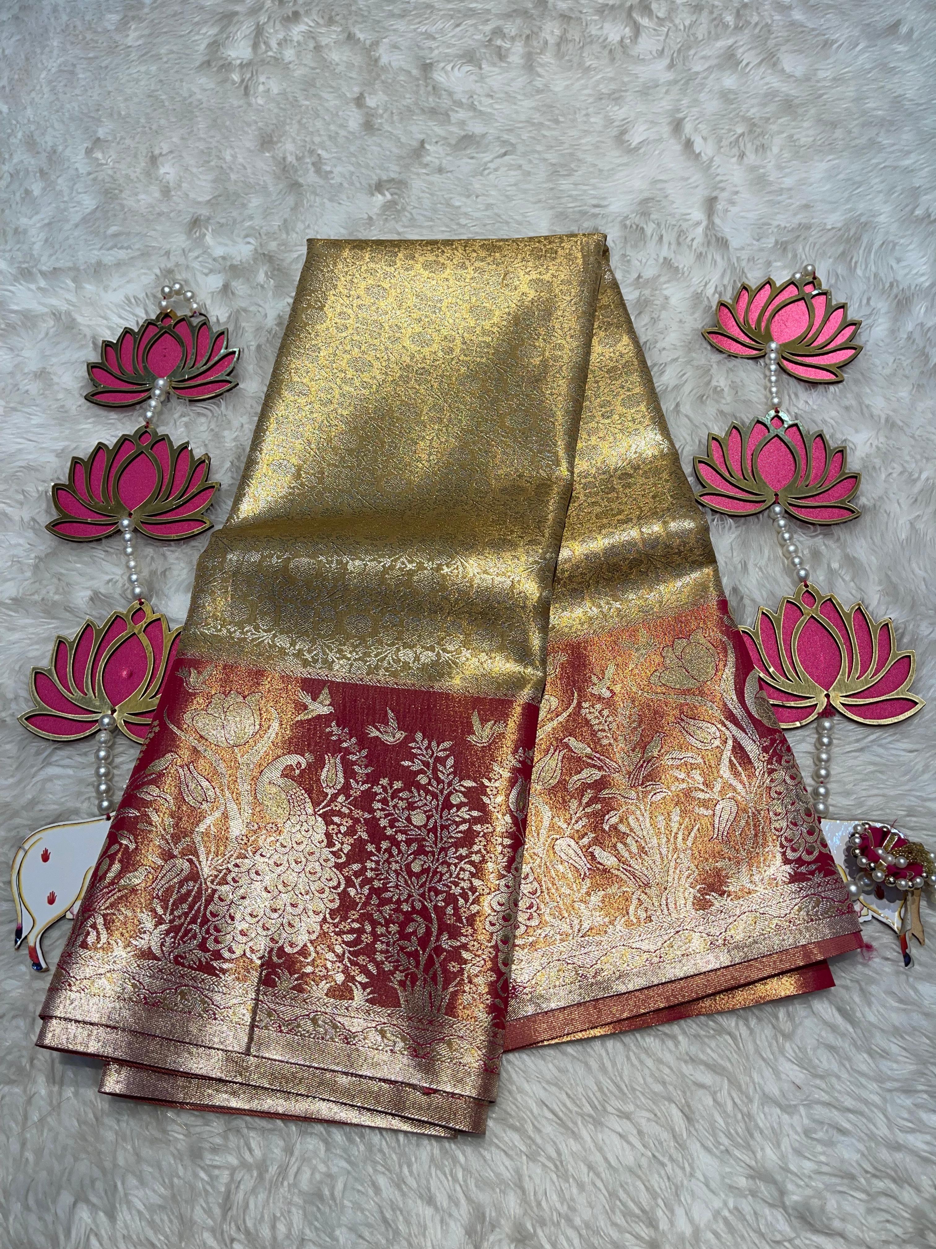 SWAYAMVARAM-GOLD WITH RED DUAL TONE SILK SAREE