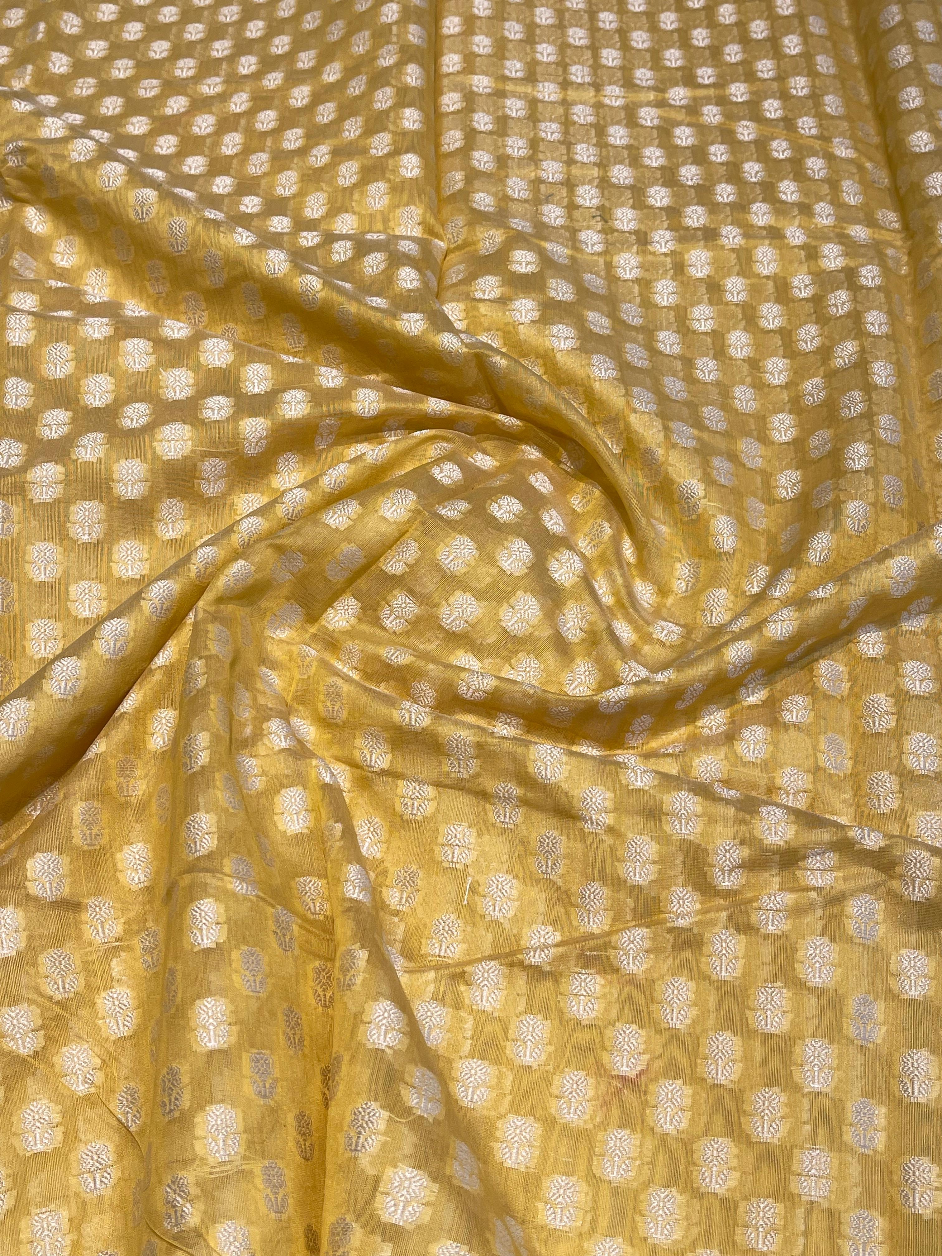 ANIKA'S BANARASI KORA COTTON - YELLOW SAREE
