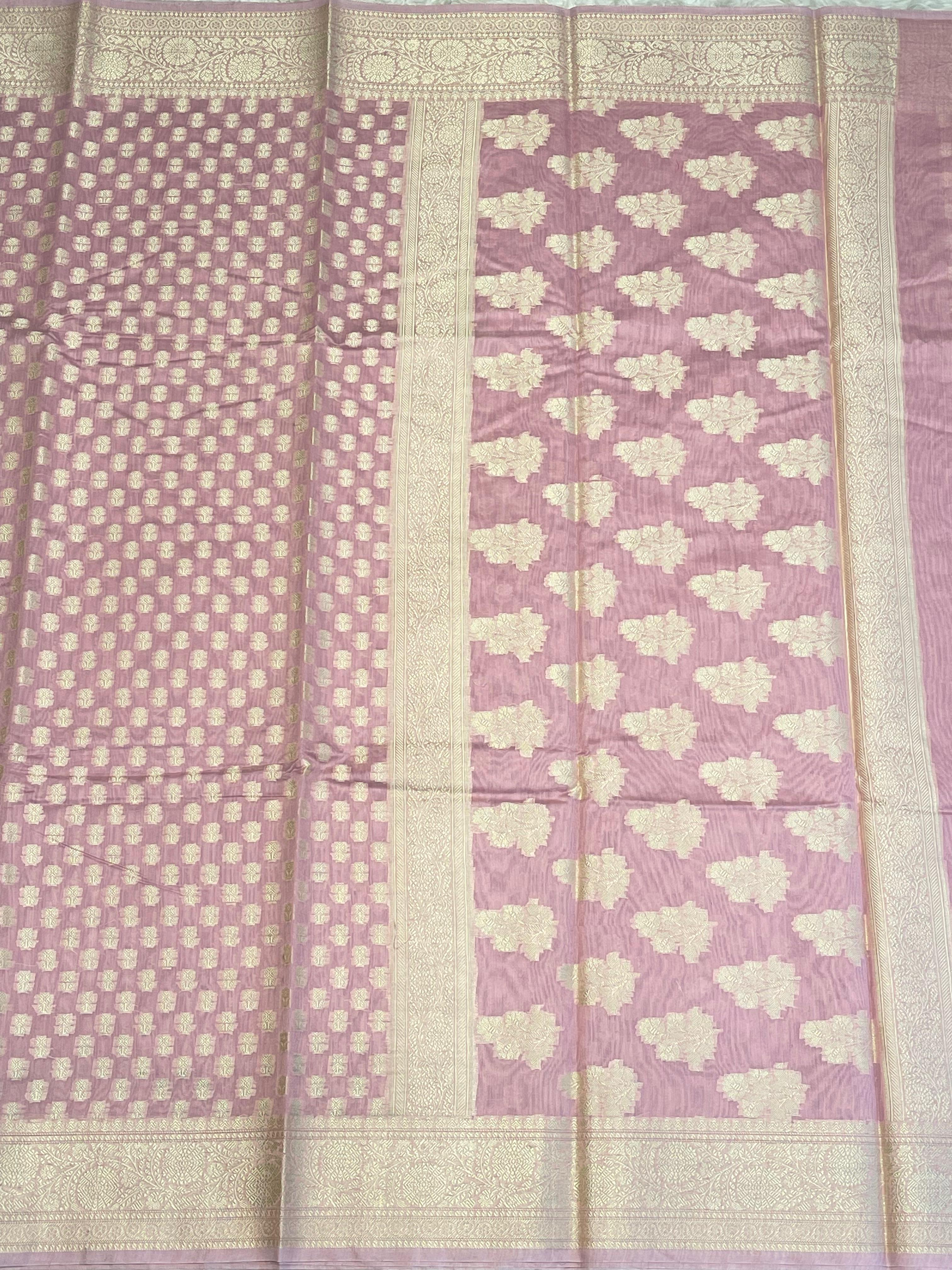 ANIKA'S BANARASI KORA COTTON - BABYPINK SAREE