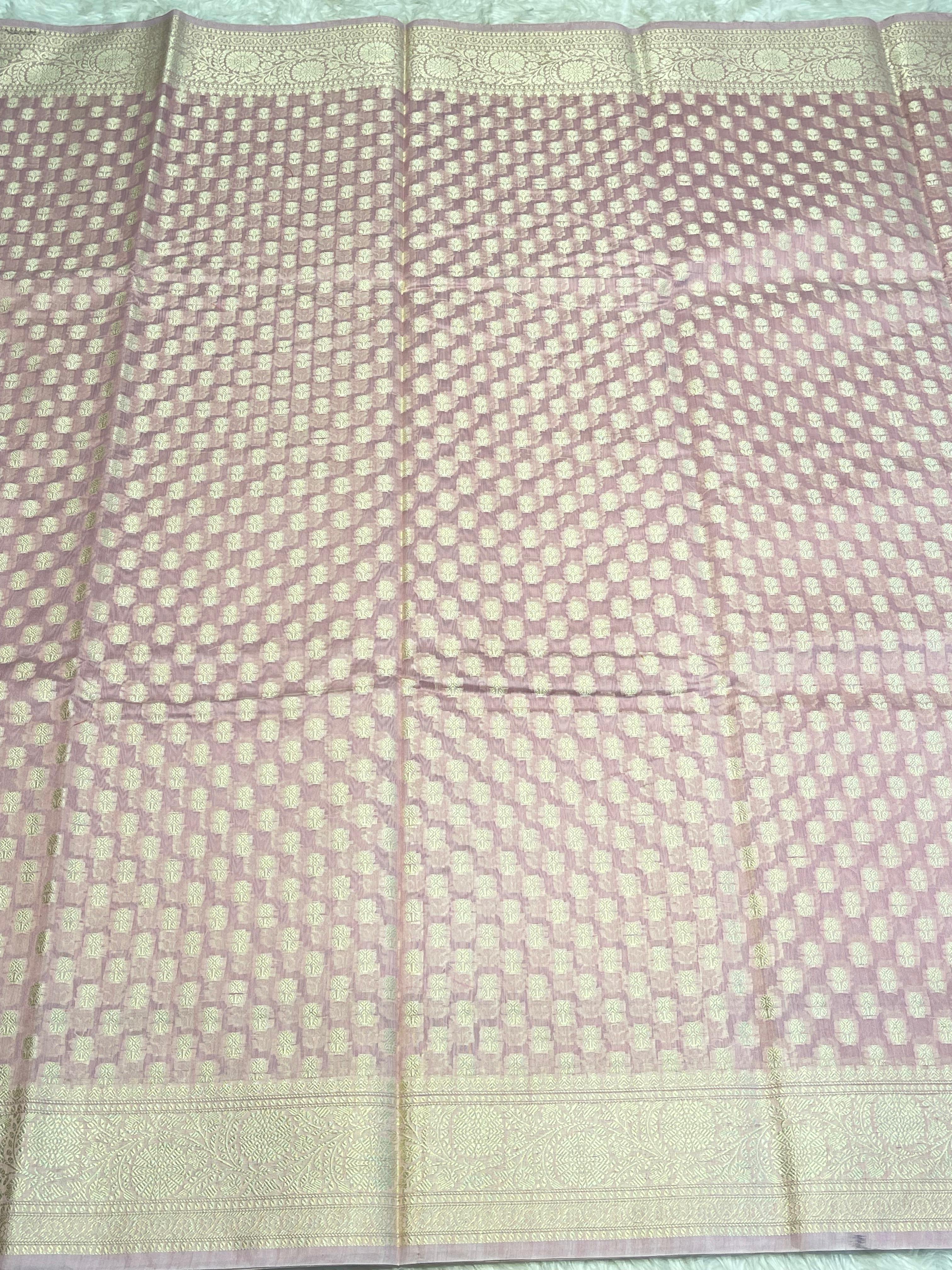 ANIKA'S BANARASI KORA COTTON - BABYPINK SAREE