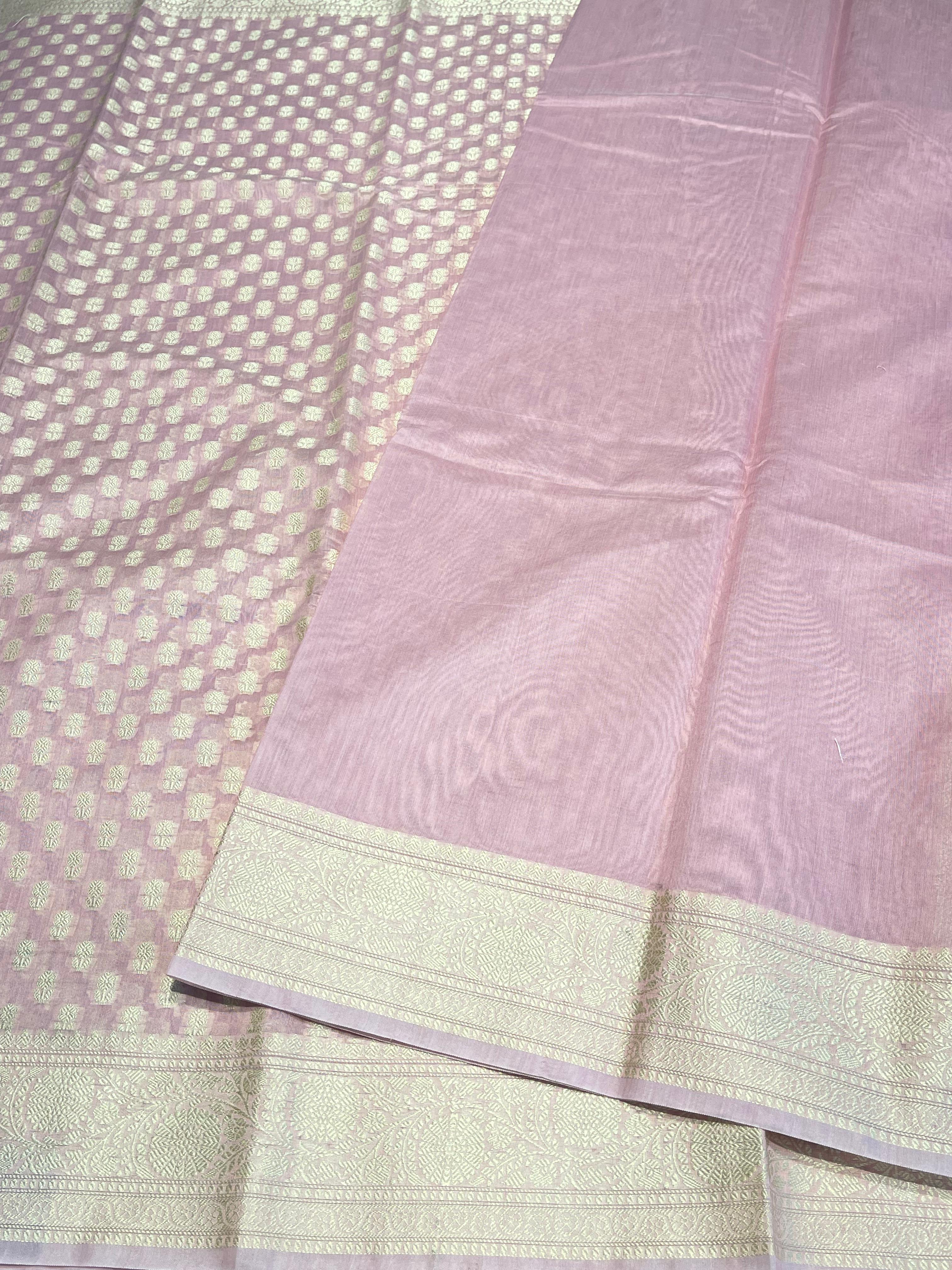 ANIKA'S BANARASI KORA COTTON - BABYPINK SAREE