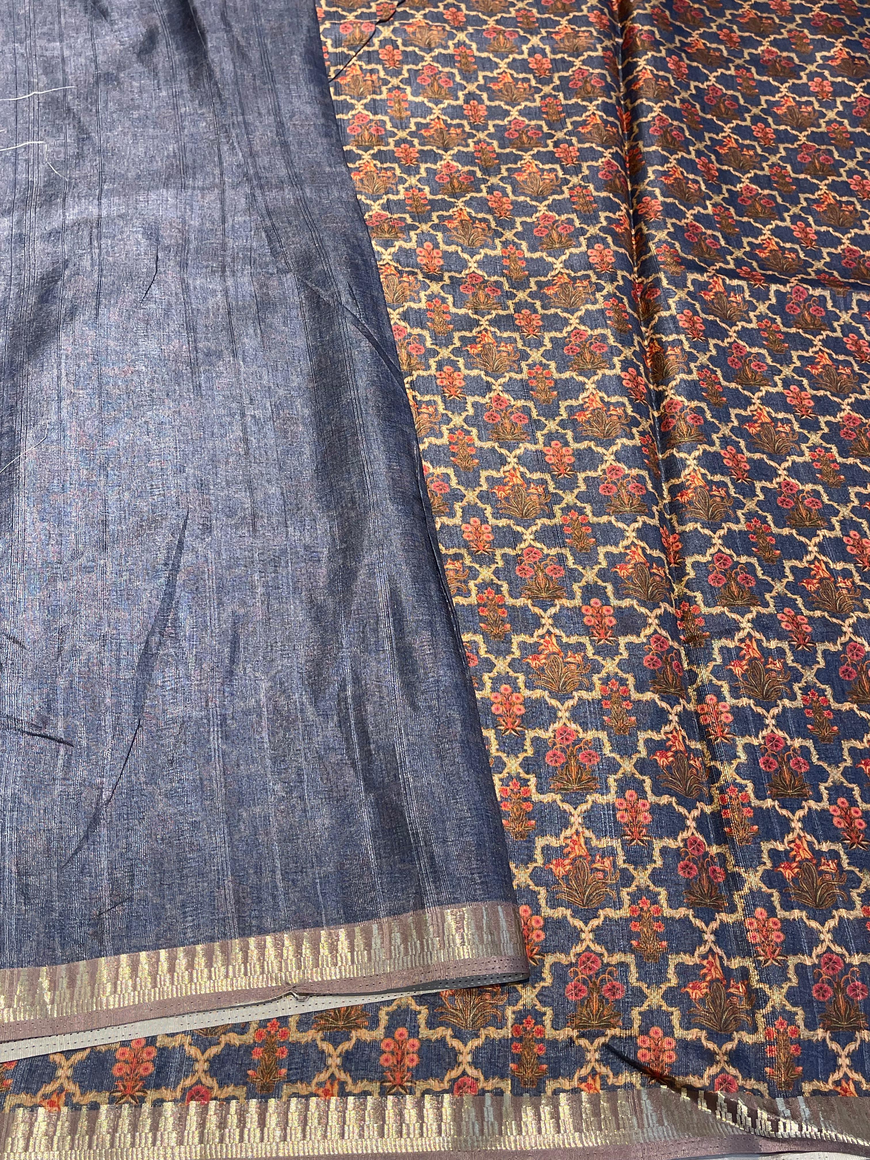 Anika's Semi tussar jute saree with pencil Border - Rathi 05