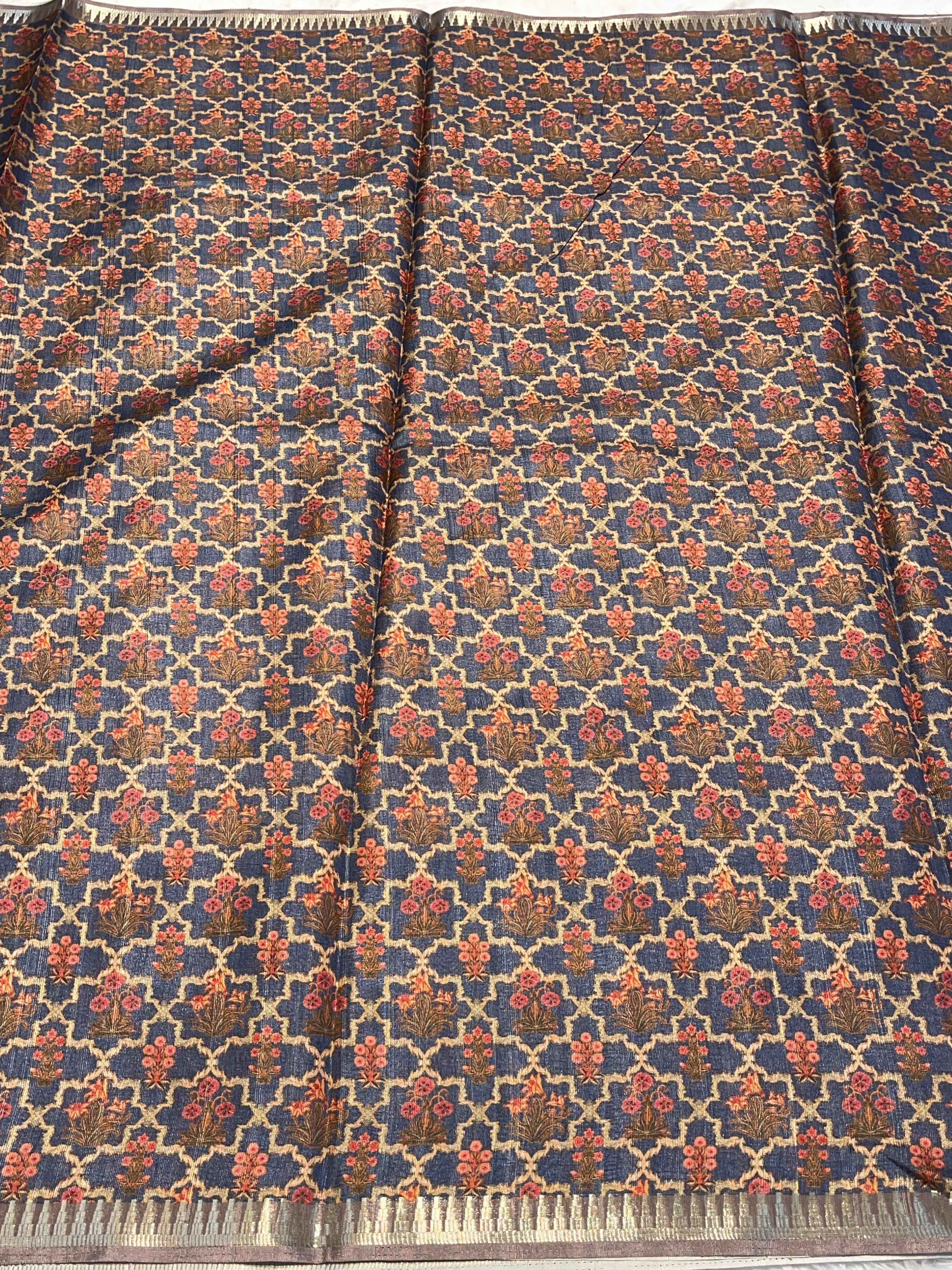 Anika's Semi tussar jute saree with pencil Border - Rathi 05