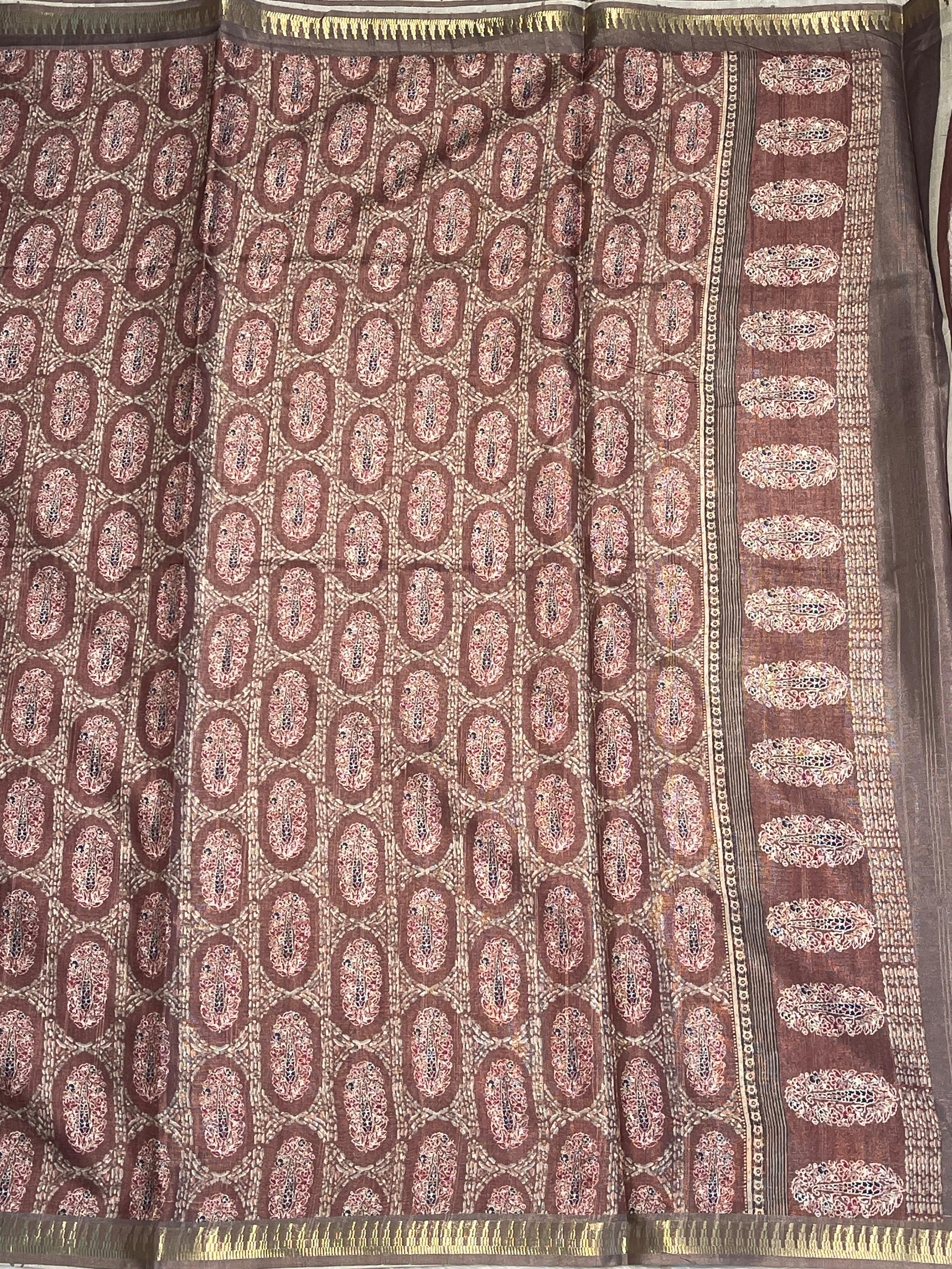 Anika's Semi tussar jute saree with pencil Border - Rathi 01