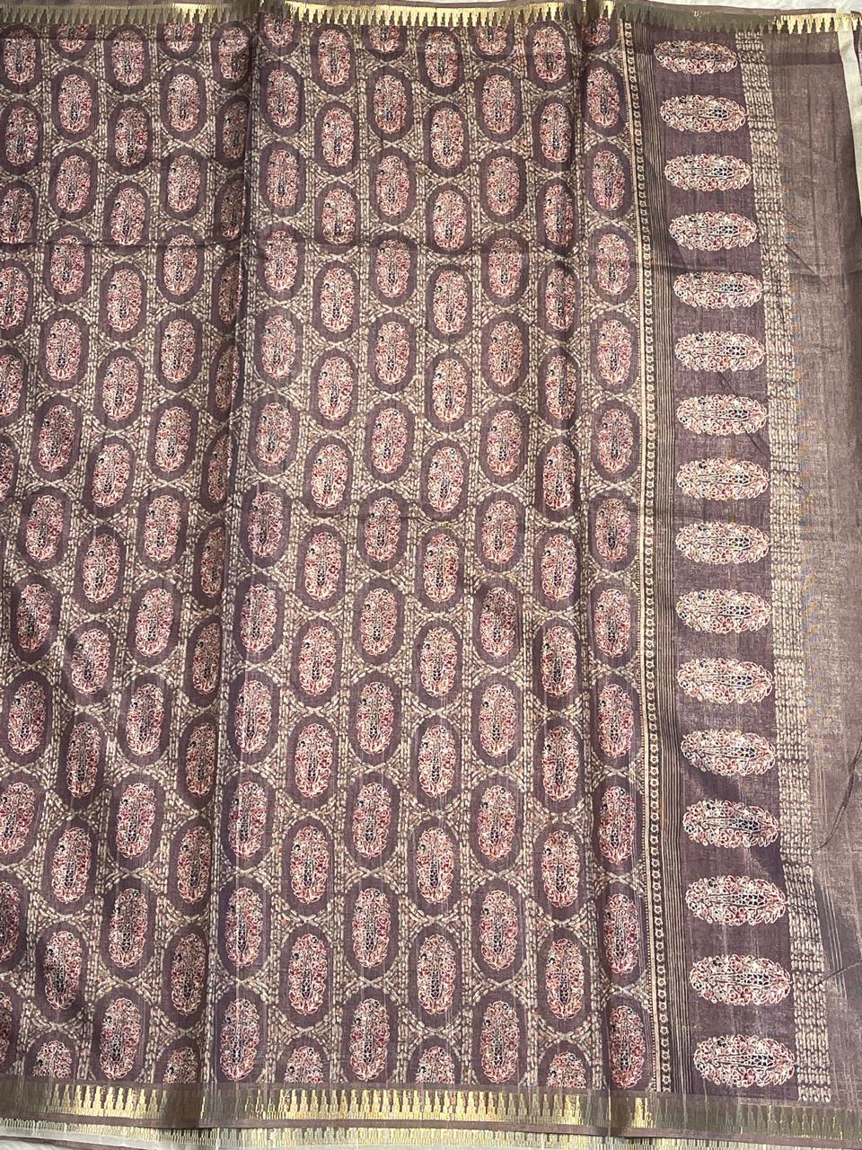Anika's Semi tussar jute saree with pencil Border - Rathi 02
