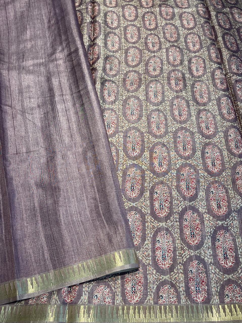 Anika's Semi tussar jute saree with pencil Border - Rathi 02